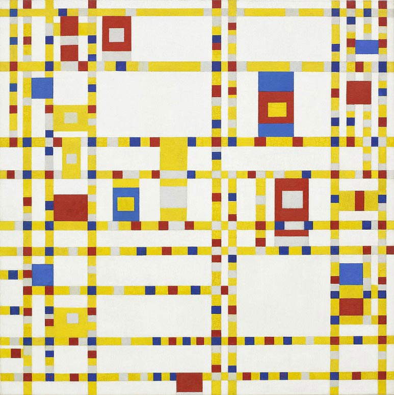 Piet Mondrian,&nbsp;Broadway Boogie-Woogie&nbsp;(1942-43; olio su tela, 127x127 cm; New York, Museum of Modern Art)