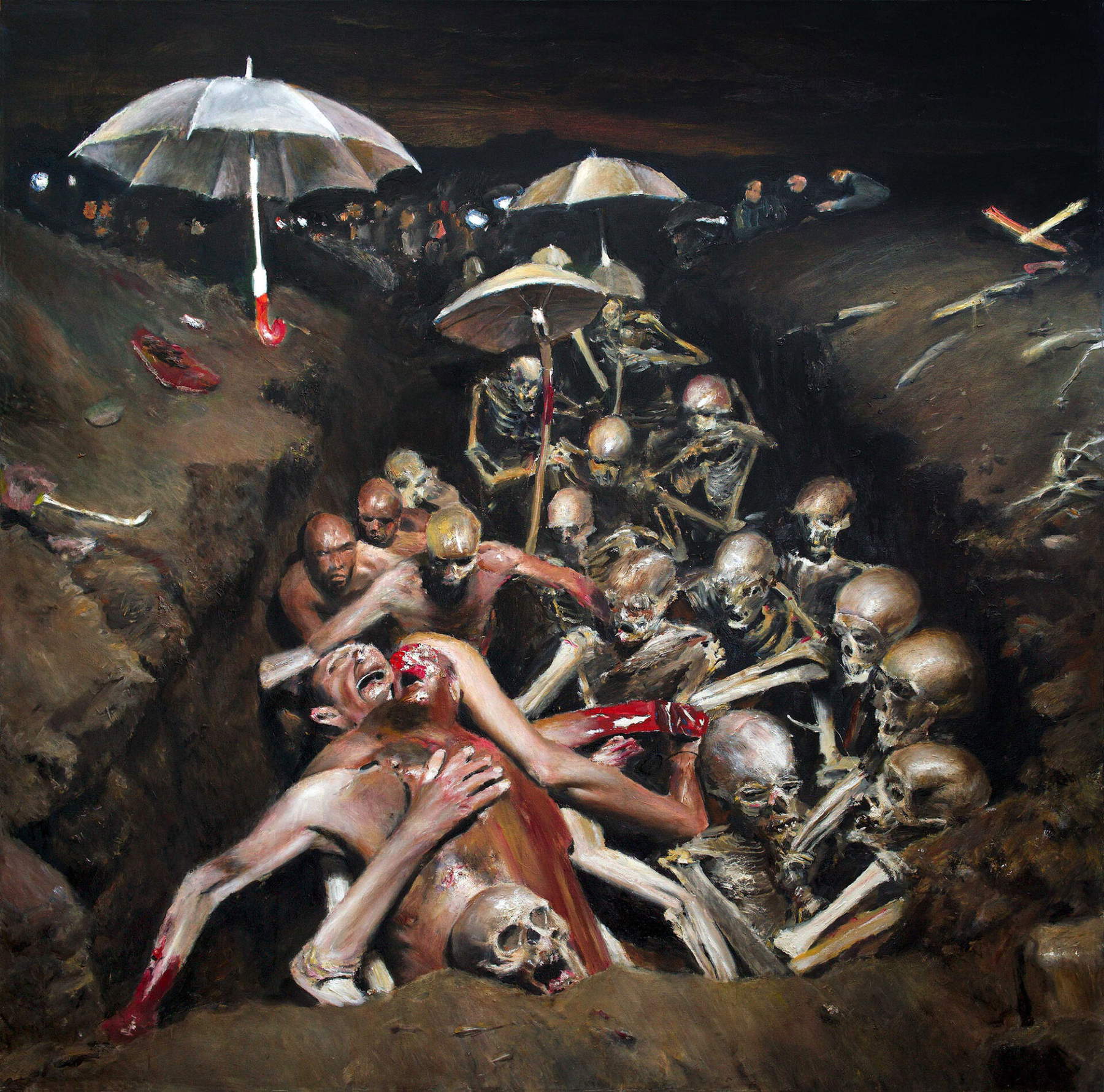 Pietro Geranzani, Anteguerra - wo alles zu Ende ist, (2024/2025; olio su tela, 170 x 170 cm)