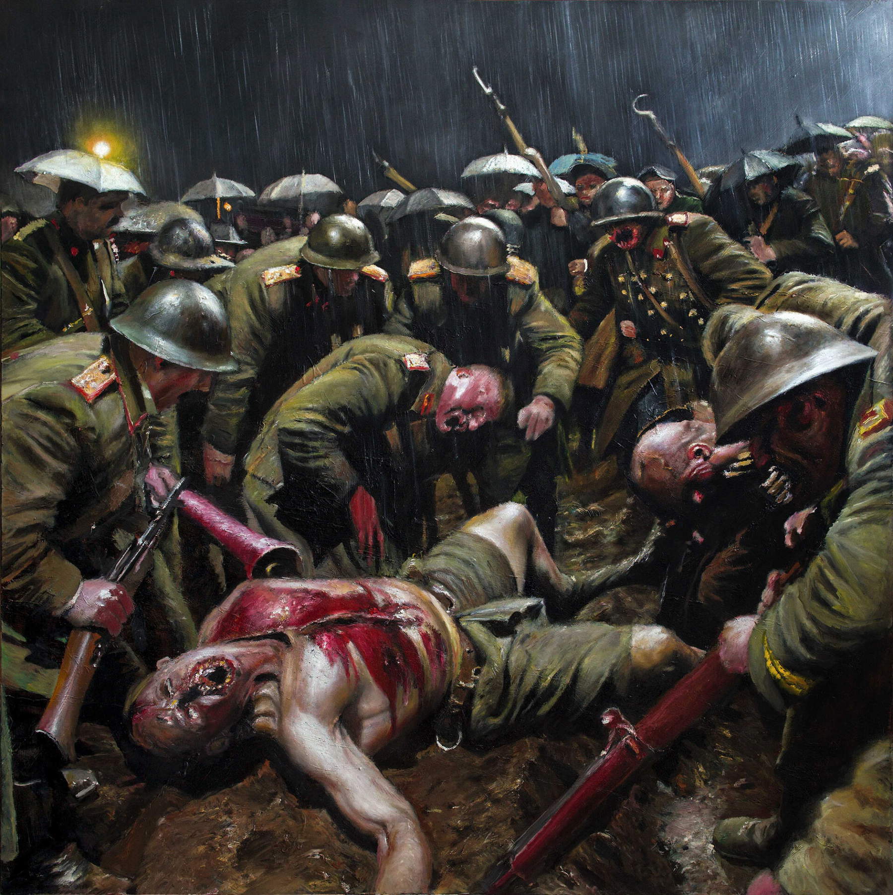 Pietro Geranzani, Anteguerra - wo alles zu Ende ist, (2024/2025; olio su tela, 170 x 170 cm)