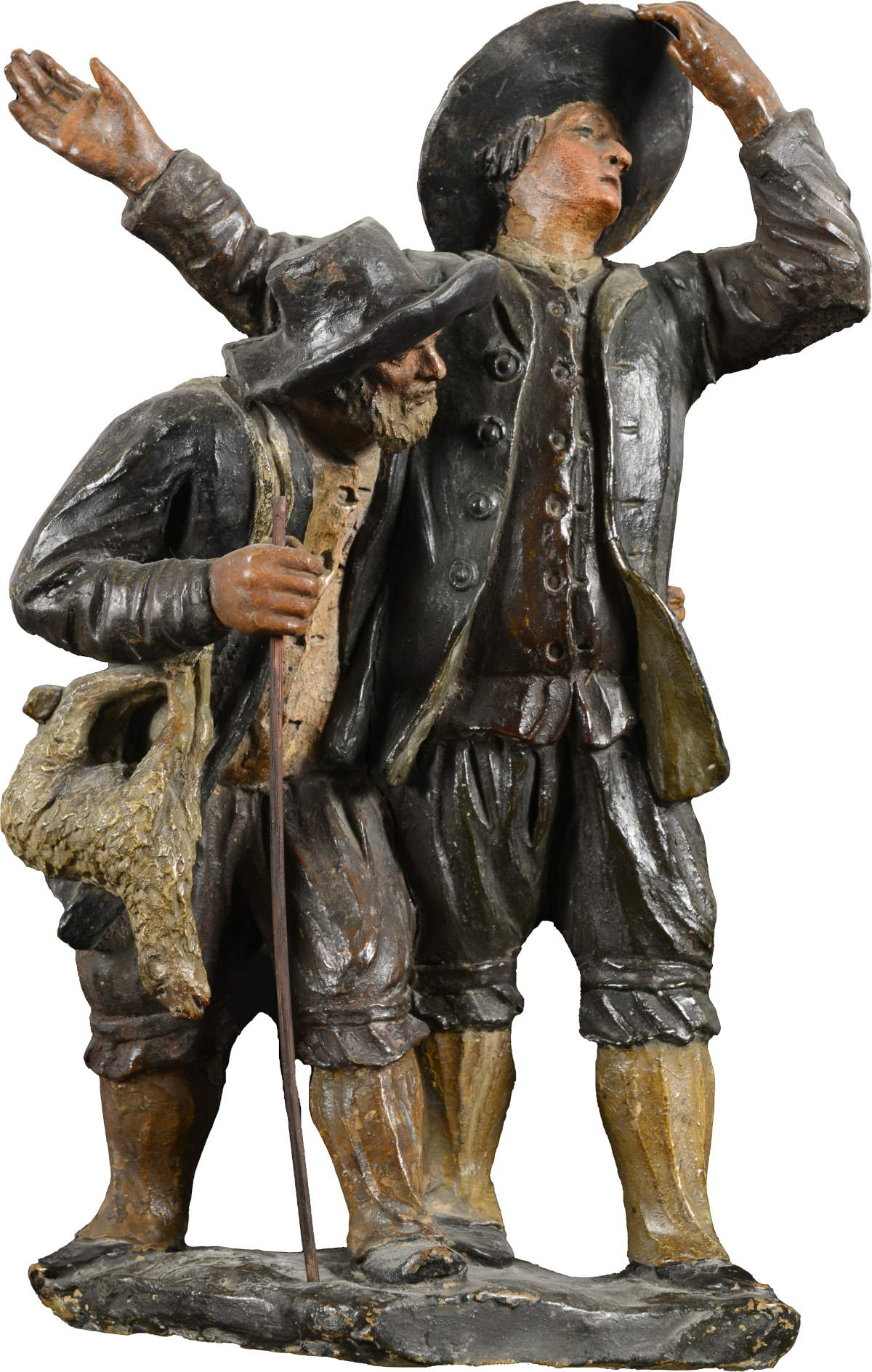 Plasticista boloñés, Dos pastores (1790; terracota policromada, 33 x 19 cm; Forl&igrave;, Colección Edgardo Forlai)