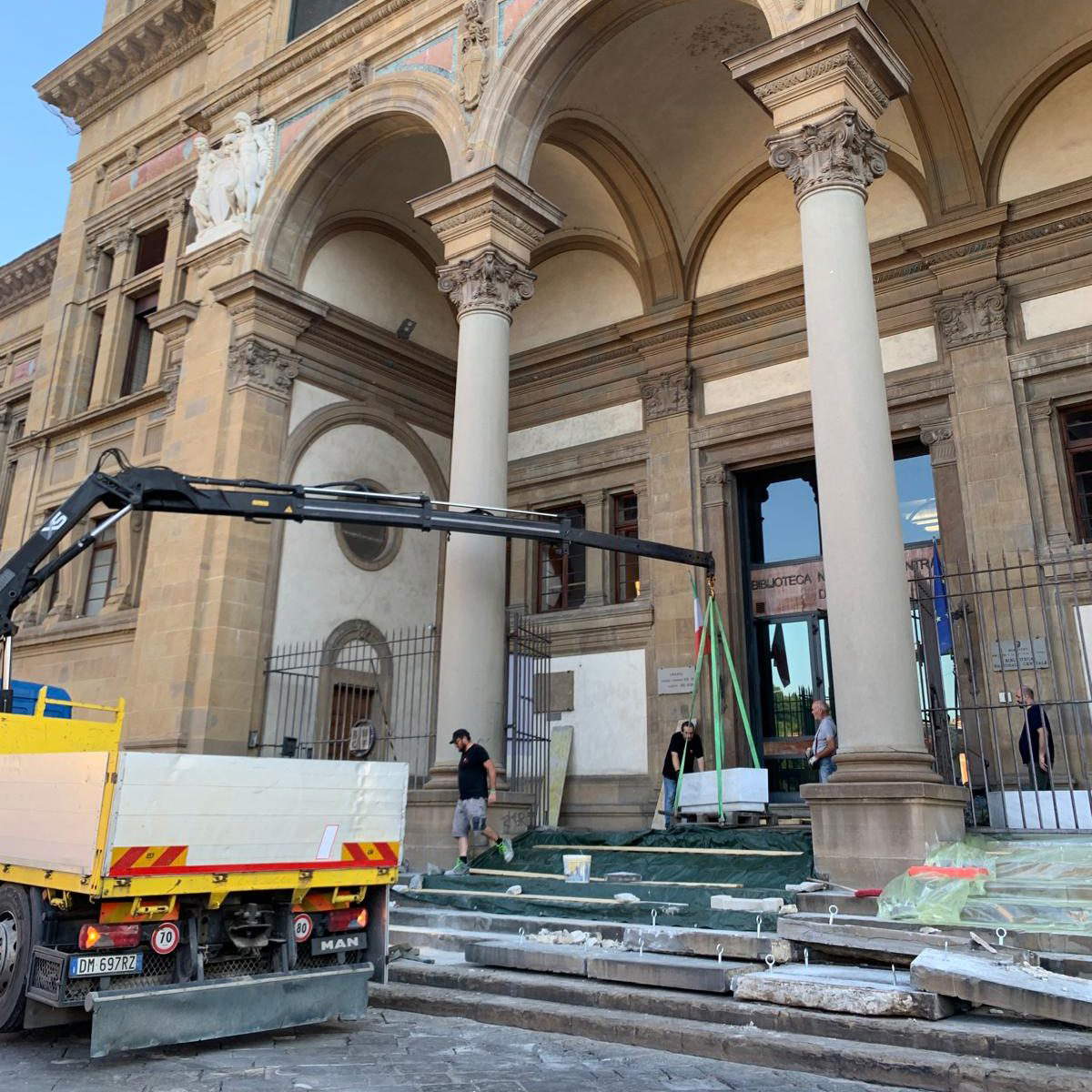 I Lavori PNRR per la facciata della Biblioteca Nazionale Centrale di Firenze. Foto: Biblioteca nazionale centrale di Firenze