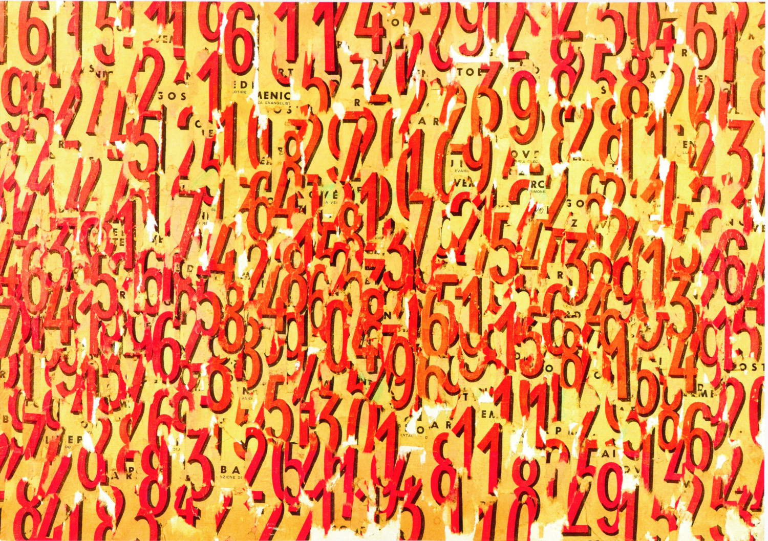 Raoul Schultz, Calendario (1963-64; collage su tela, 70 x 100 cm; Venezia, collezione Tiozzo)