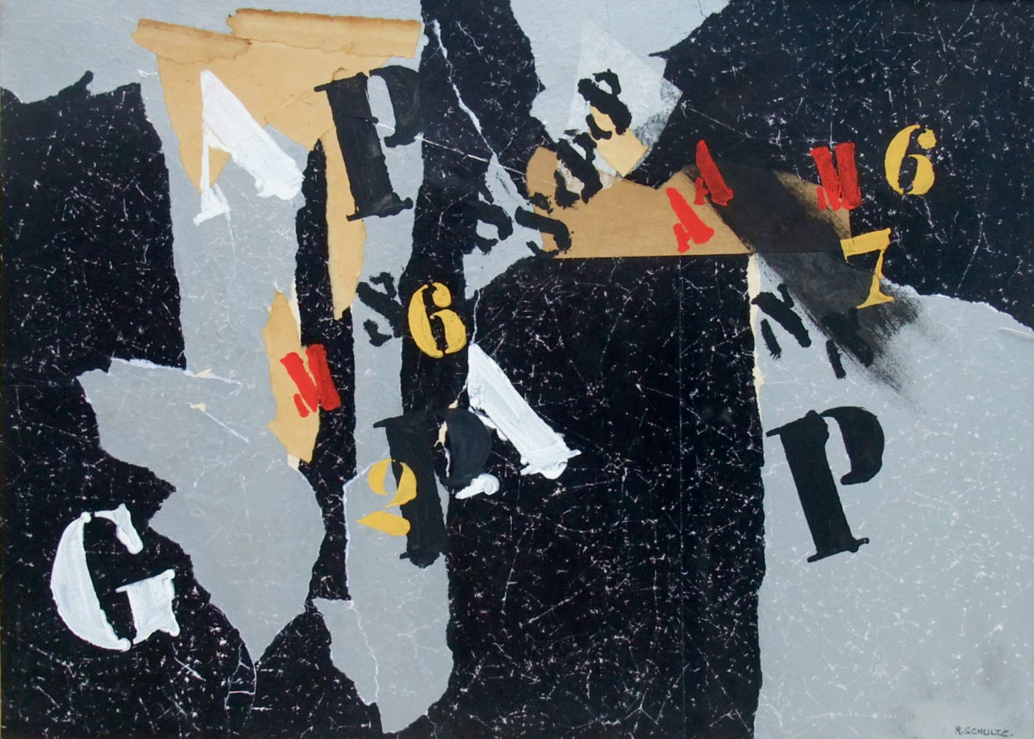 Raoul Schultz, Senza titolo (1968; tecnica mista su carta, 50 x 70 cm; Venezia, collezione Tiozzo)