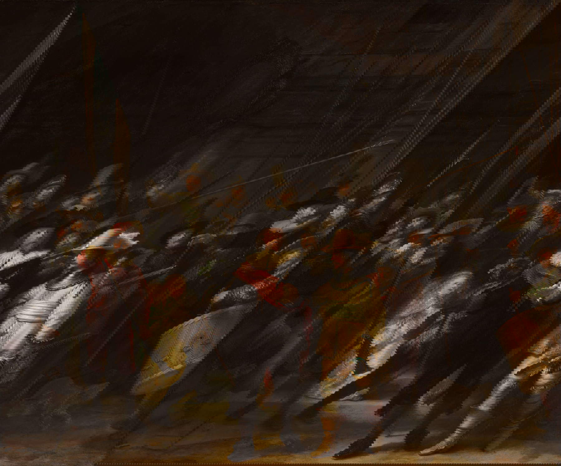 Rembrandt, Ronda di notte (1642; olio su tela, 359 &times; 438 cm; Amsterdam, Rijksmuseum)