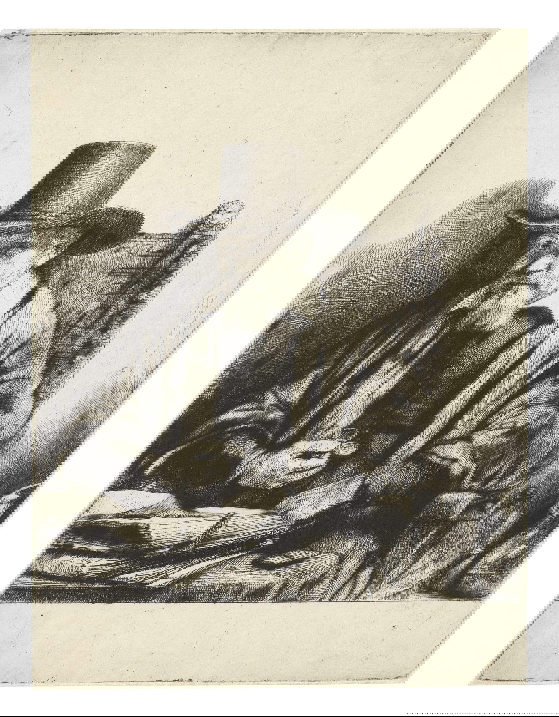 Rembrandt, Arnout Tholinx, Inspector (ca. 1656; etching with drypoint on virgin paper without watermark, 200 x 150 mm)