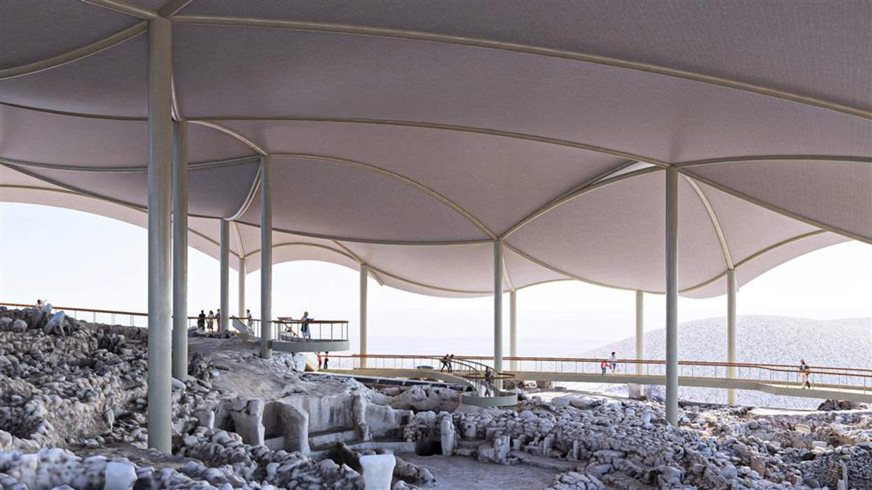 El proyecto de techado que protegerá Karahantepe. Fotografía cedida por el Ministerio de Cultura y Turismo de la República de Turquía.