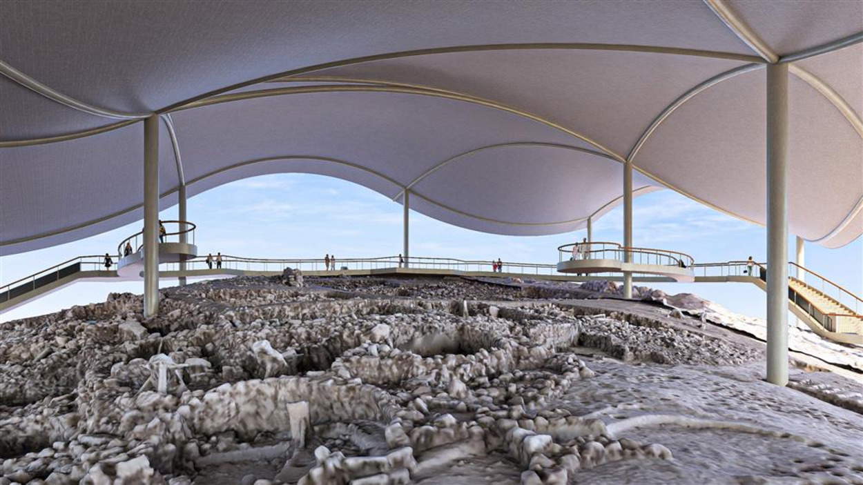 El proyecto de techado que protegerá Karahantepe. Fotografía cedida por el Ministerio de Cultura y Turismo de la República de Turquía.