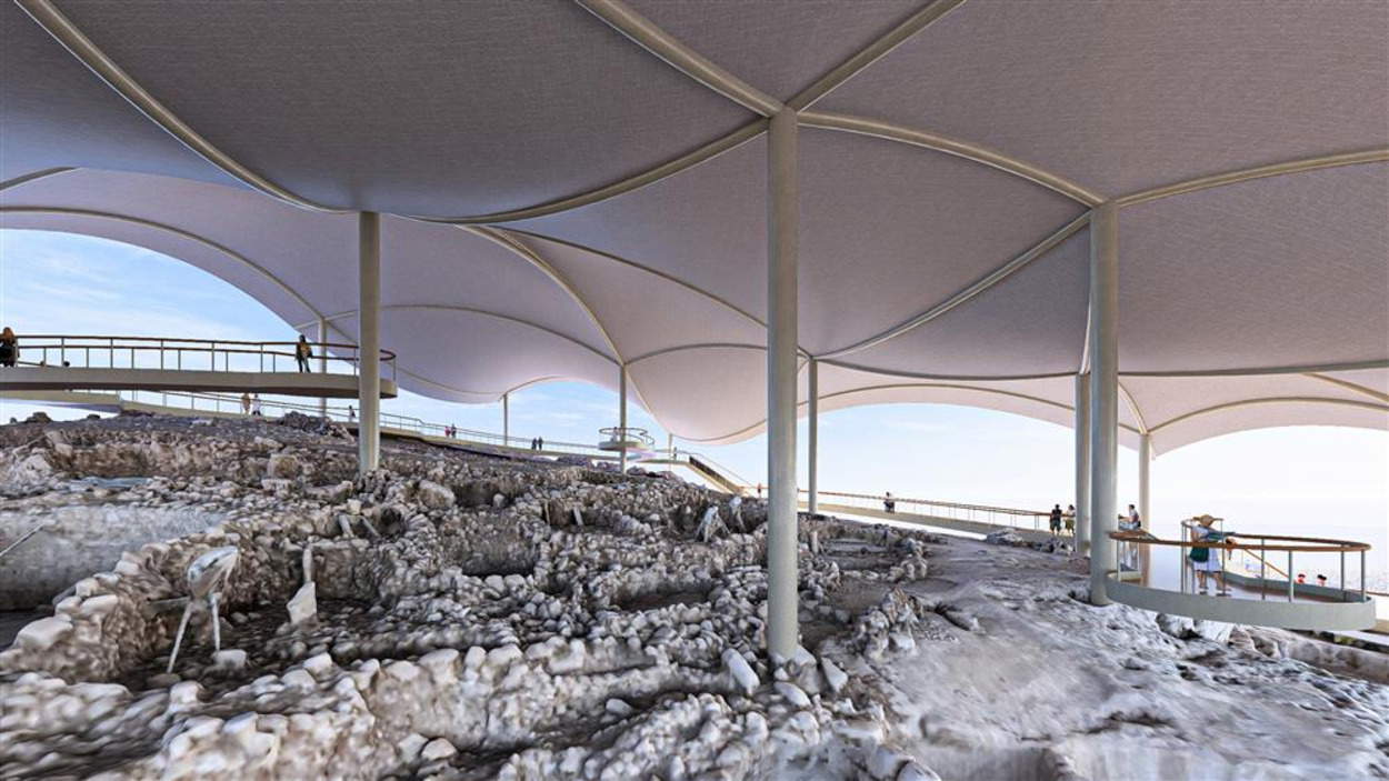 El proyecto de techado que protegerá Karahantepe. Fotografía cedida por el Ministerio de Cultura y Turismo de la República de Turquía.