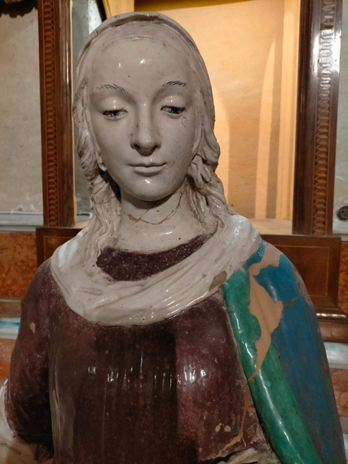 Il restauro della statua di Santa Lucia. Foto: © Soprintendenza Archeologia Belle Arti e Paesaggio per la provincia di Viterbo e per l'Etruria Meridionale