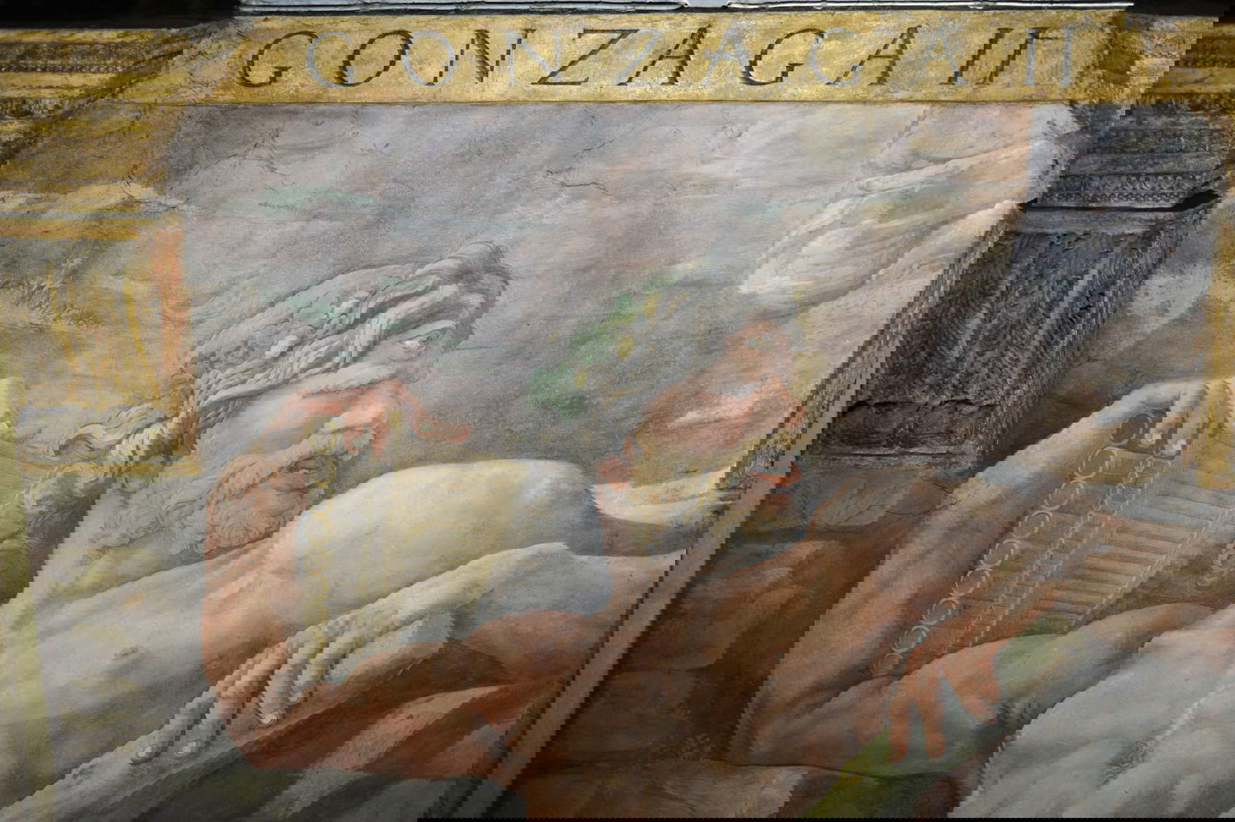 Dettaglio Polifemo, affresco parete est della Camera di Amore e Psiche, Giulio Romano, Palazzo Te: ripresa fotografica nello spettro del visibile © Fondazione Palazzo Te Dettaglio Polifemo, affresco parete est della Camera di Amore e Psiche, Giulio Romano, Palazzo Te: ripresa fotografica nello spettro del visibile © Fondazione Palazzo Te