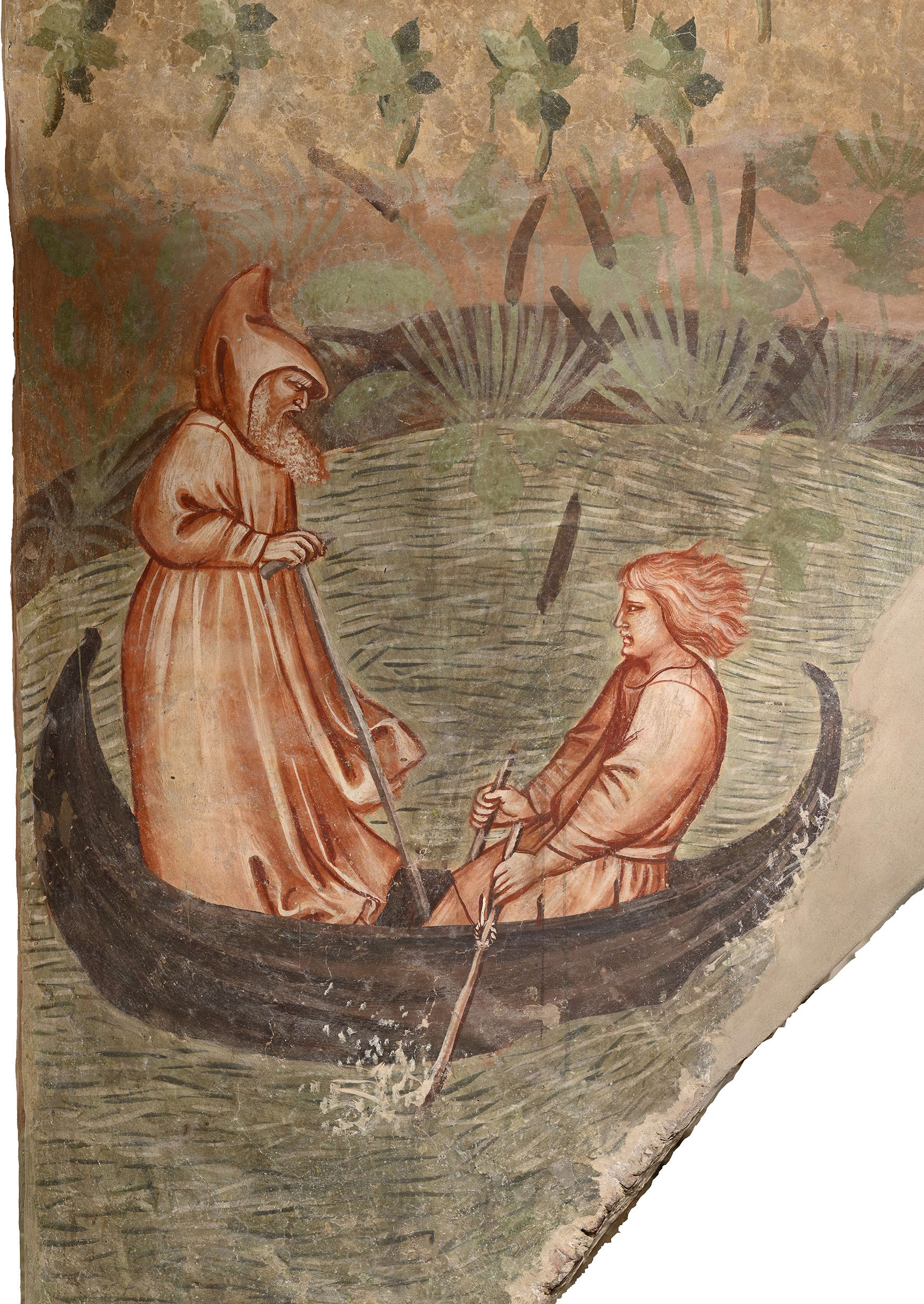 Ermite transporté par un batelier pour traverser la rivière. Photo : Lorenzo Crescioli