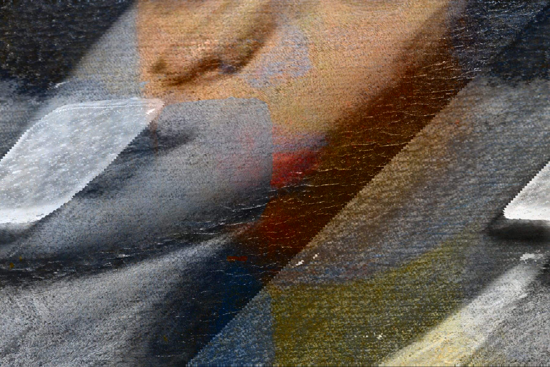 Gel PVA-Borace/agar pendant le décapage de la peinture. Photo : Fondation Phoebus