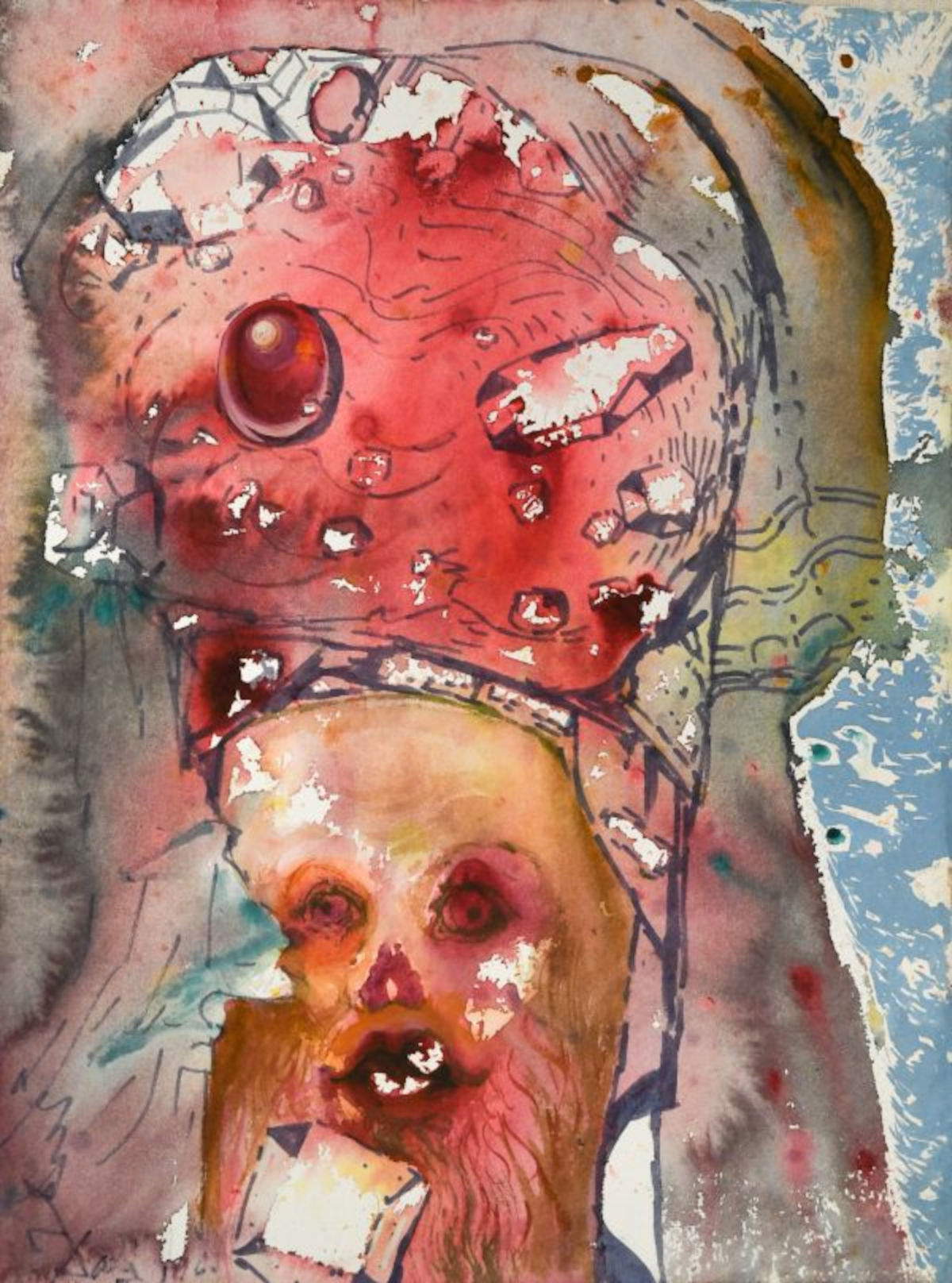 Salvador Dal&iacute;, Vecchio Sultano (1966; tecnica mista, acquerello, pennarello, 38 x 29 cm). Su concessione di  Cheffins Art and Design Sale