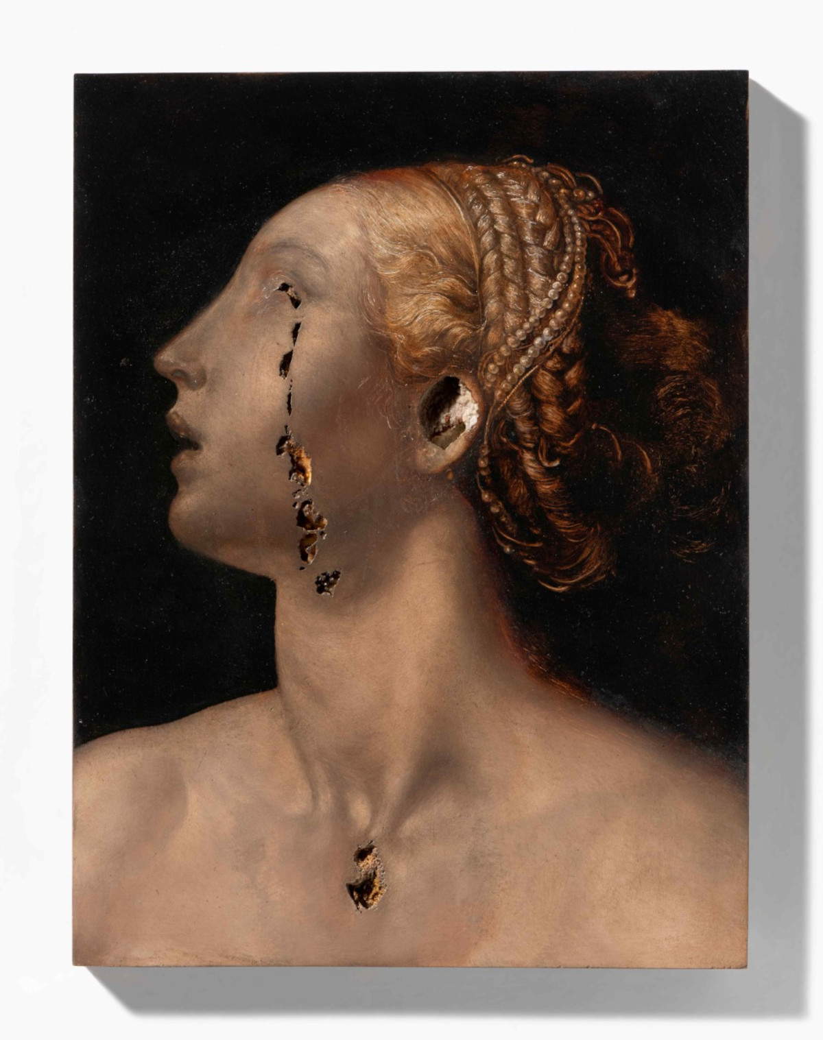 Nicola Samor&igrave;, Lucrezia Romana (2022; oil on onyx, 40 x 30 x 2 cm)