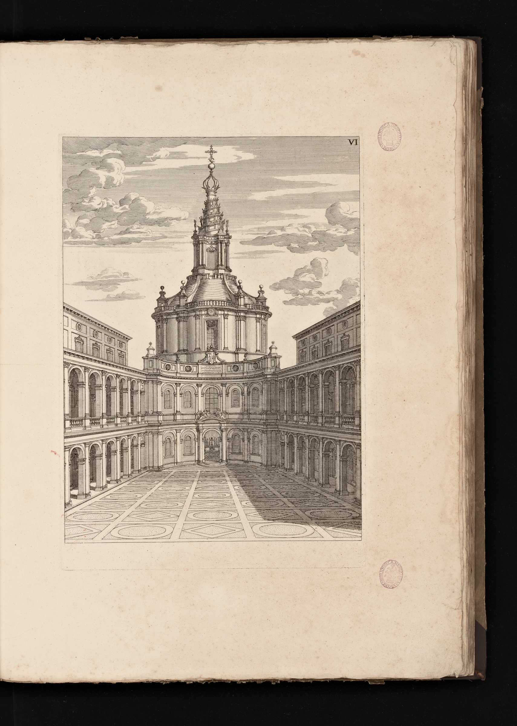 Domenico Barri&egrave;re, illustration of the Church of Sant'Ivo alla Sapienza, taken from the volume Opera del Caval. Francesco Boromino (1720; engraving, Rome, Bibliotheca Hertziana) Photo: Bibliotheca Hertziana