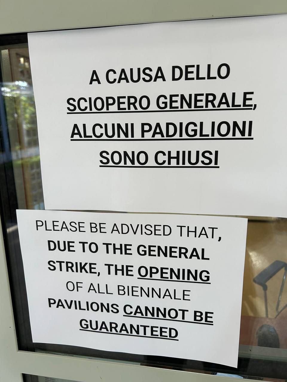 Pavilions of the Venice Biennale during the October 3 strike