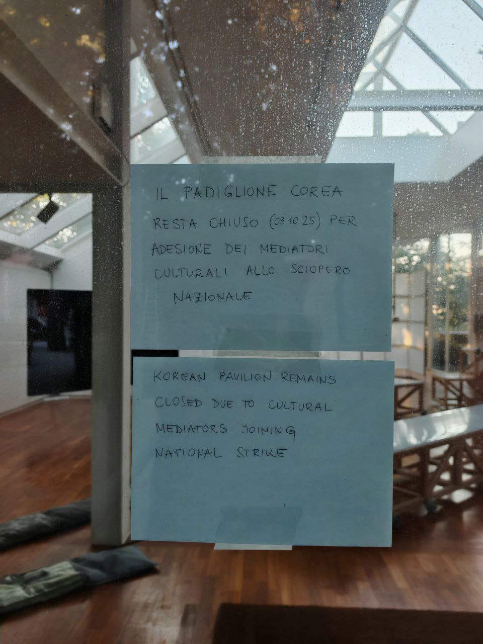 Pavilions of the Venice Biennale during the October 3 strike