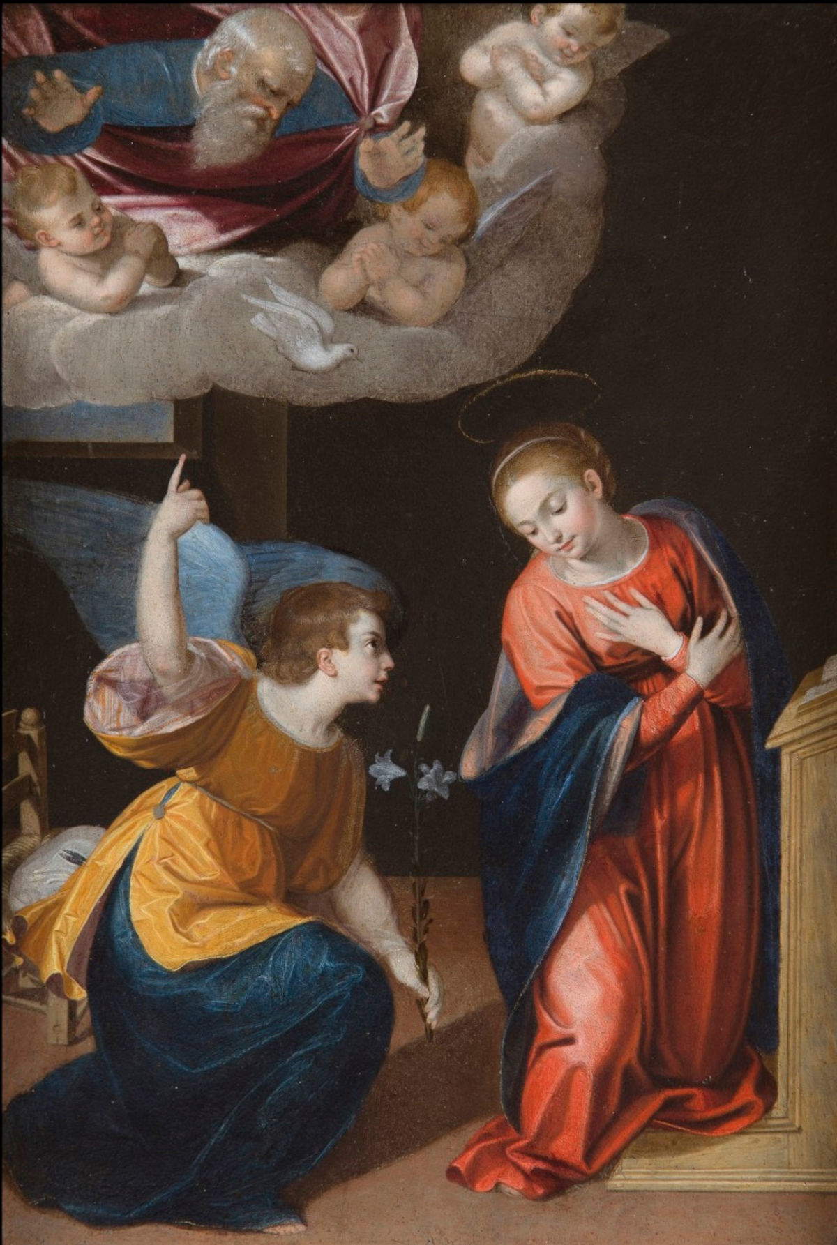 Scipione Pulzone, Verkündigung (16. Jahrhundert; Öl auf Tafel)