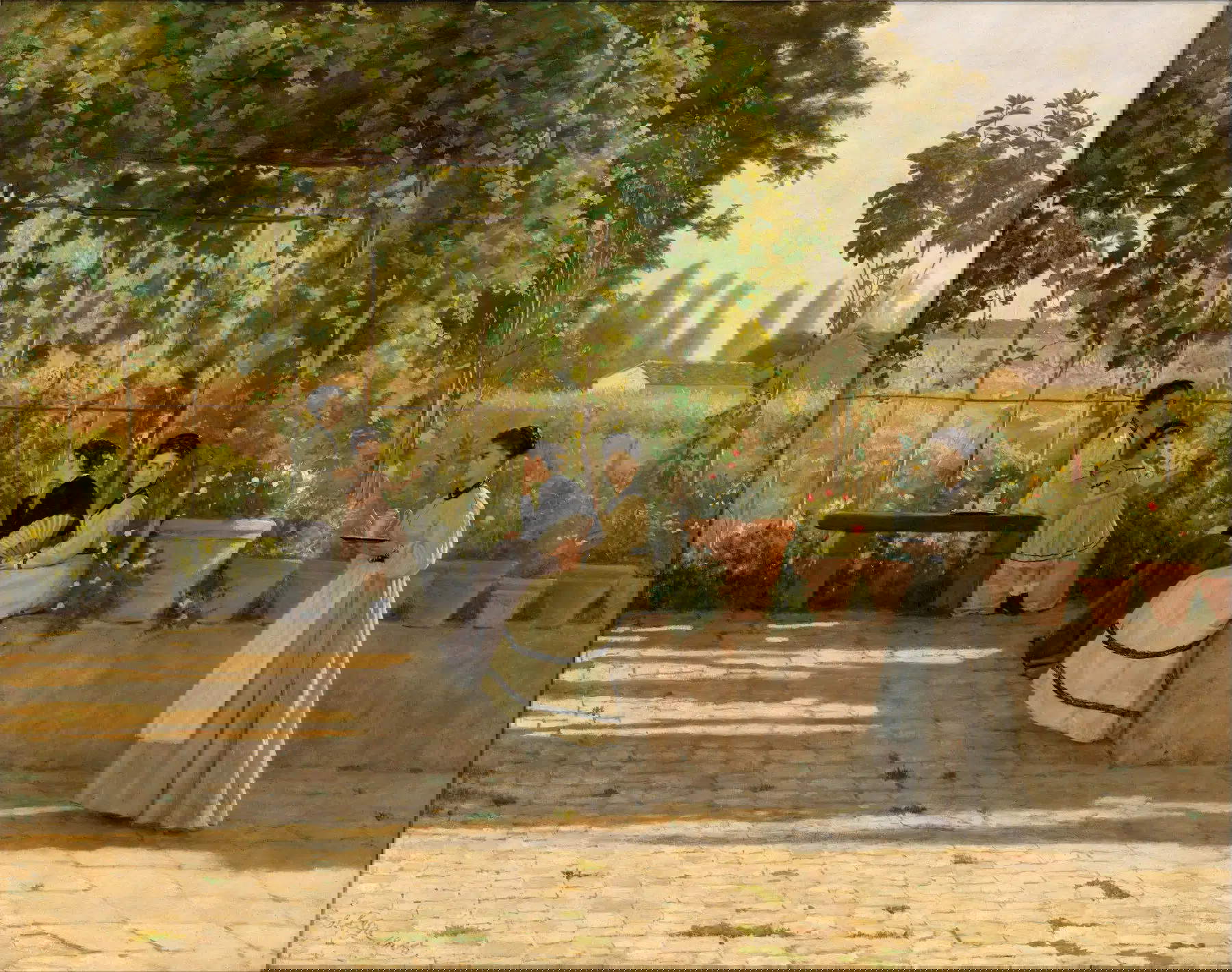 Silvestro Lega, Ein Mittagessen (Die Pergola) (1868; Öl auf Leinwand, 75 x 93,5 cm; Mailand, Pinacoteca di Brera)