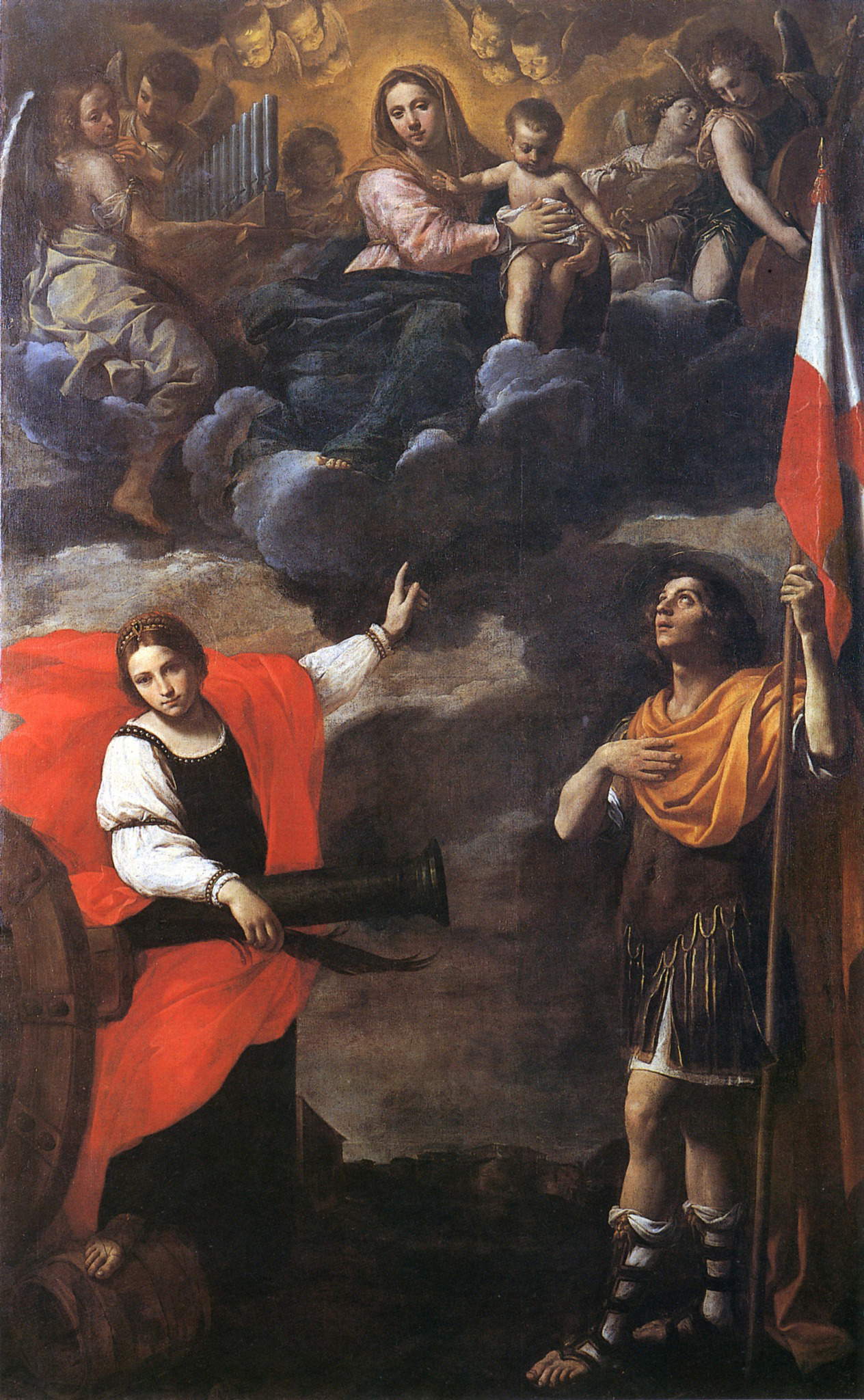 Simone Cantarini, Virgen con el Niño y santas Bárbara y Terencio (ca. 1630; óleo sobre lienzo; Milán, Pinacoteca di Brera) Simone Cantarini, Virgen con el Niño y santas Bárbara y Terencio (ca. 1630; óleo sobre lienzo; Milán, Pinacoteca di Brera)
