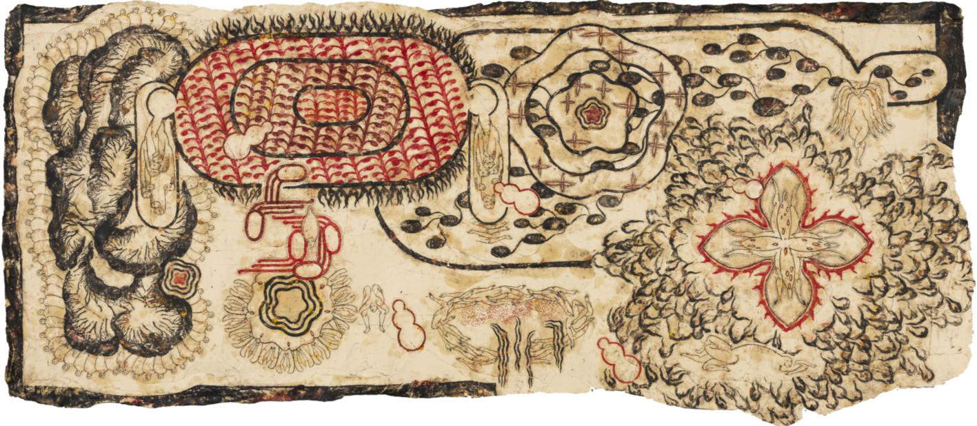 Simone Pellegrini, Devasti (2012, techniques mixtes sur papier, 146 x 335 cm)