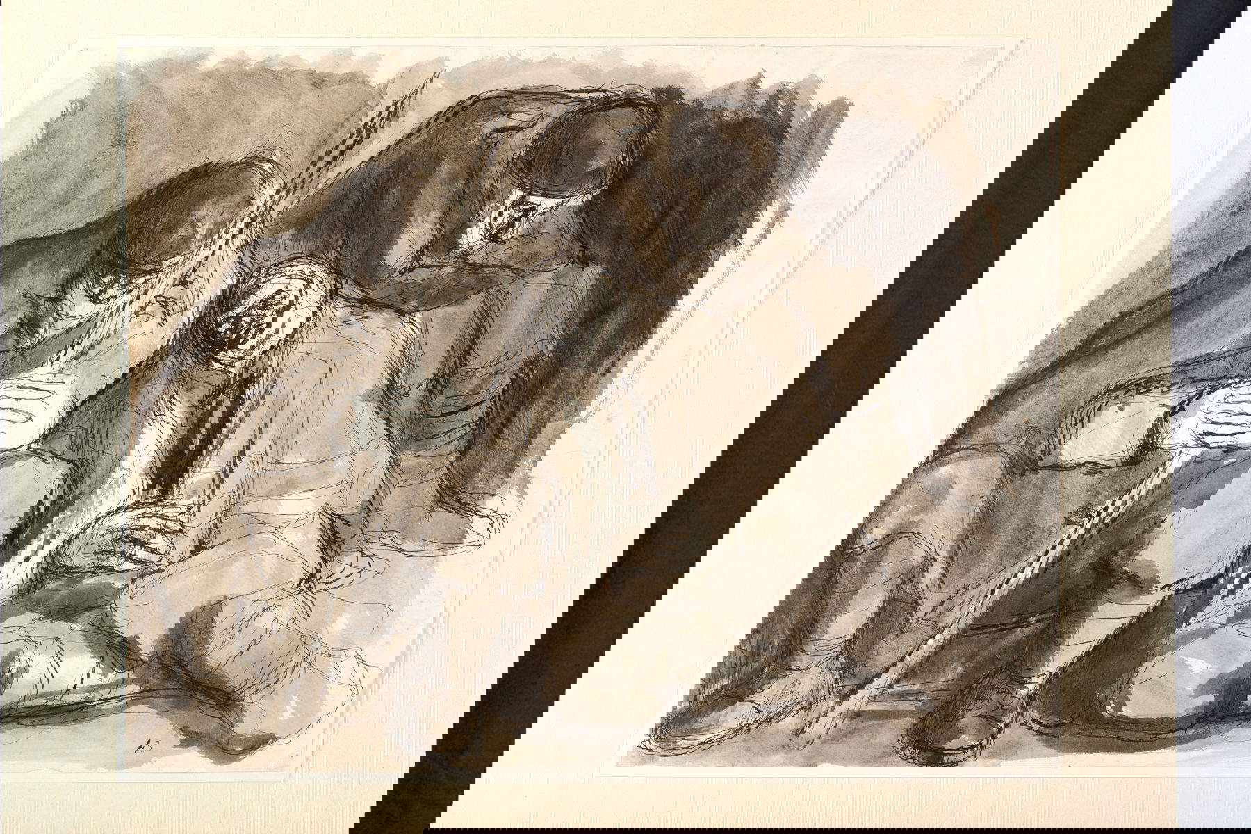 Sineo Gemignani, Soldati (1943; inchiostro su carta, 49,5 x 59 cm; Empoli, Galleria d&rsquo;Arte Moderna e della Resistenza