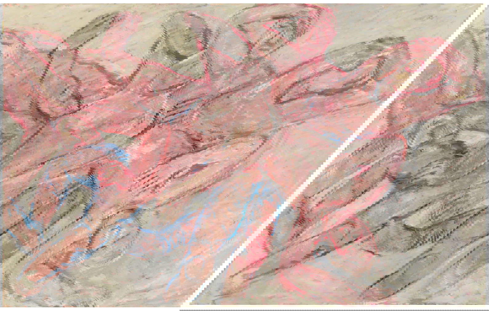 Susan Rothenberg, All Night Long (2000-2001; olio su tela, 182,9 x 289,6 cm). Foto: Matt Grubb &copy; The Estate of Susan Rothenberg / Artists Rights Society (ARS), New York. Su concessione di Estate of Susan Rothenberg e Hauser &amp; Wirth