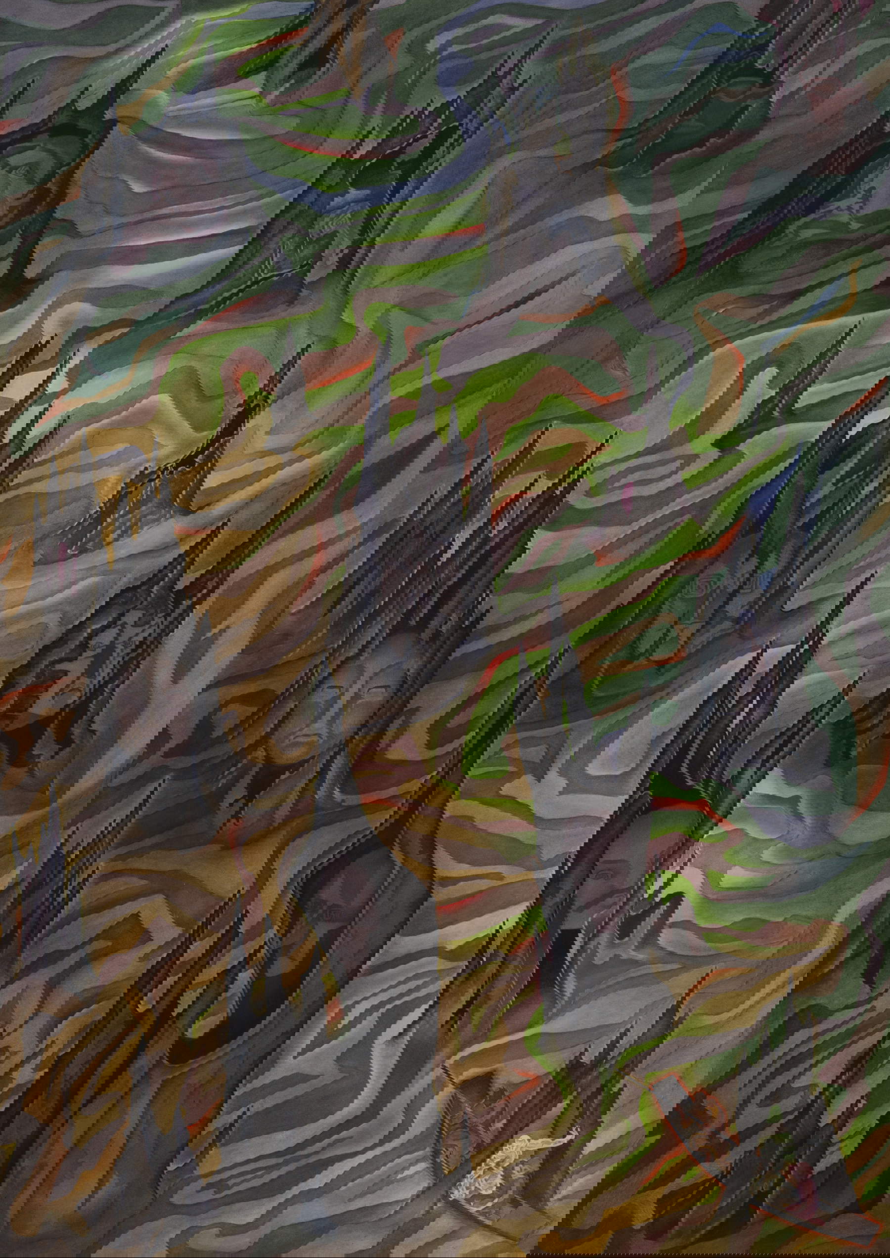 Sveva Caetani, Foundations III: Hoodoos of the Great Caldera (1984; acquerello su carta, 113,5 x 92 cm)