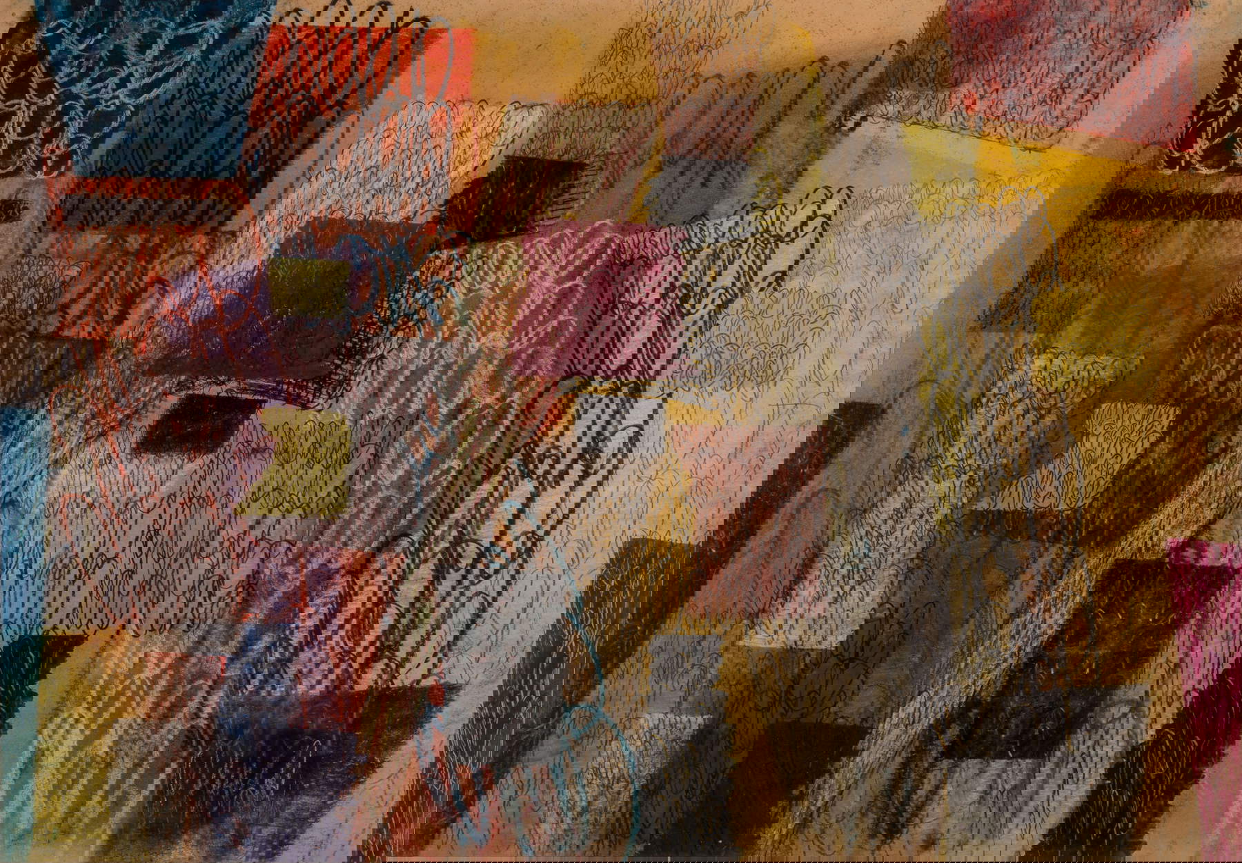 Tancredi Parmeggiani, Sin título (Gran composición) (1953; técnica mixta sobre papel soporte lienzo, 70 x 100 cm; Vicenza, Museo Civico di Palazzo Chiericati, inv. A1083)