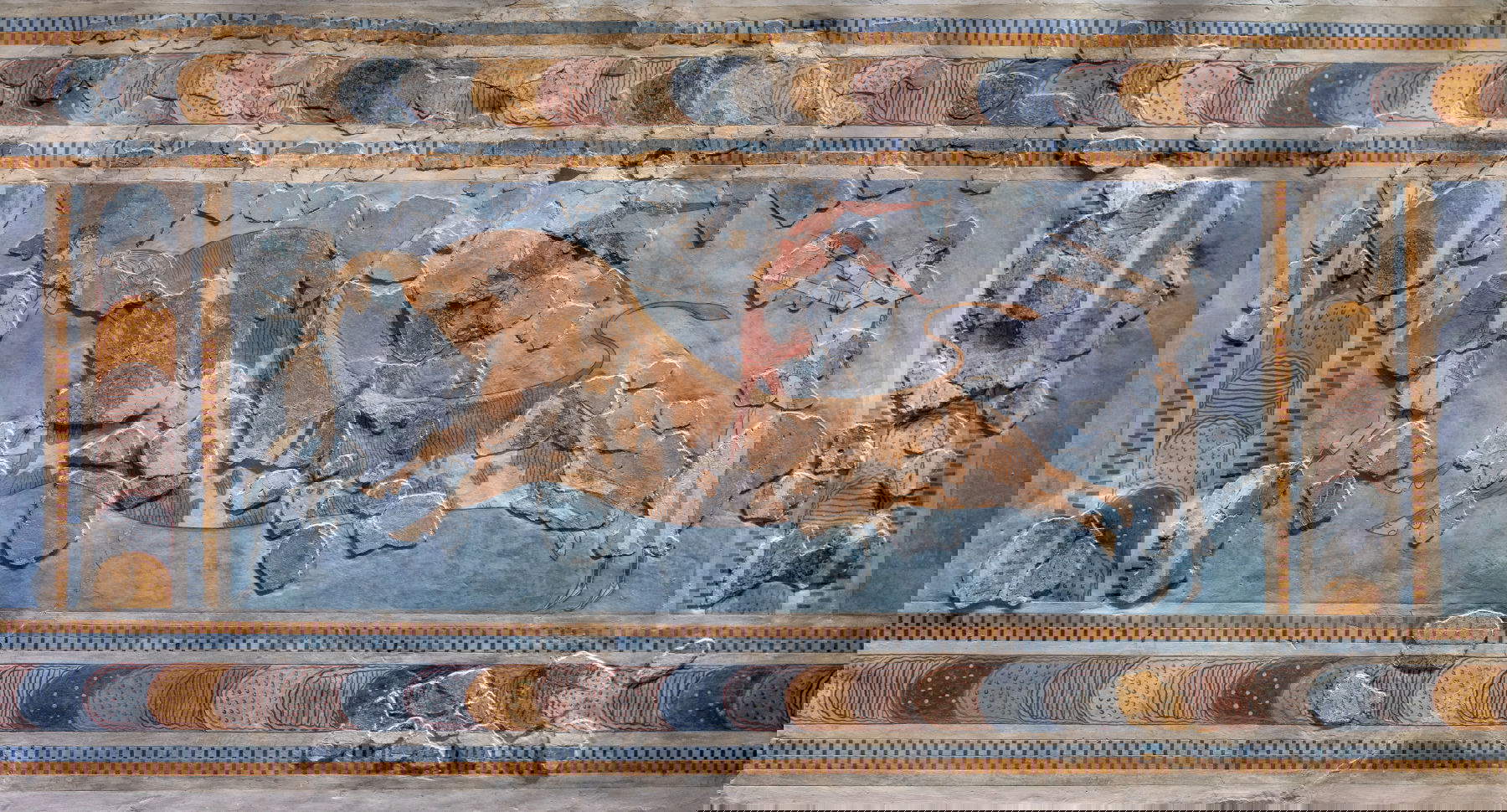Fresco de Taurocatapsia - Saltando sobre el toro (siglo XVII a.C.; 86 cm; Creta, Museo Arqueológico de Heraklion)