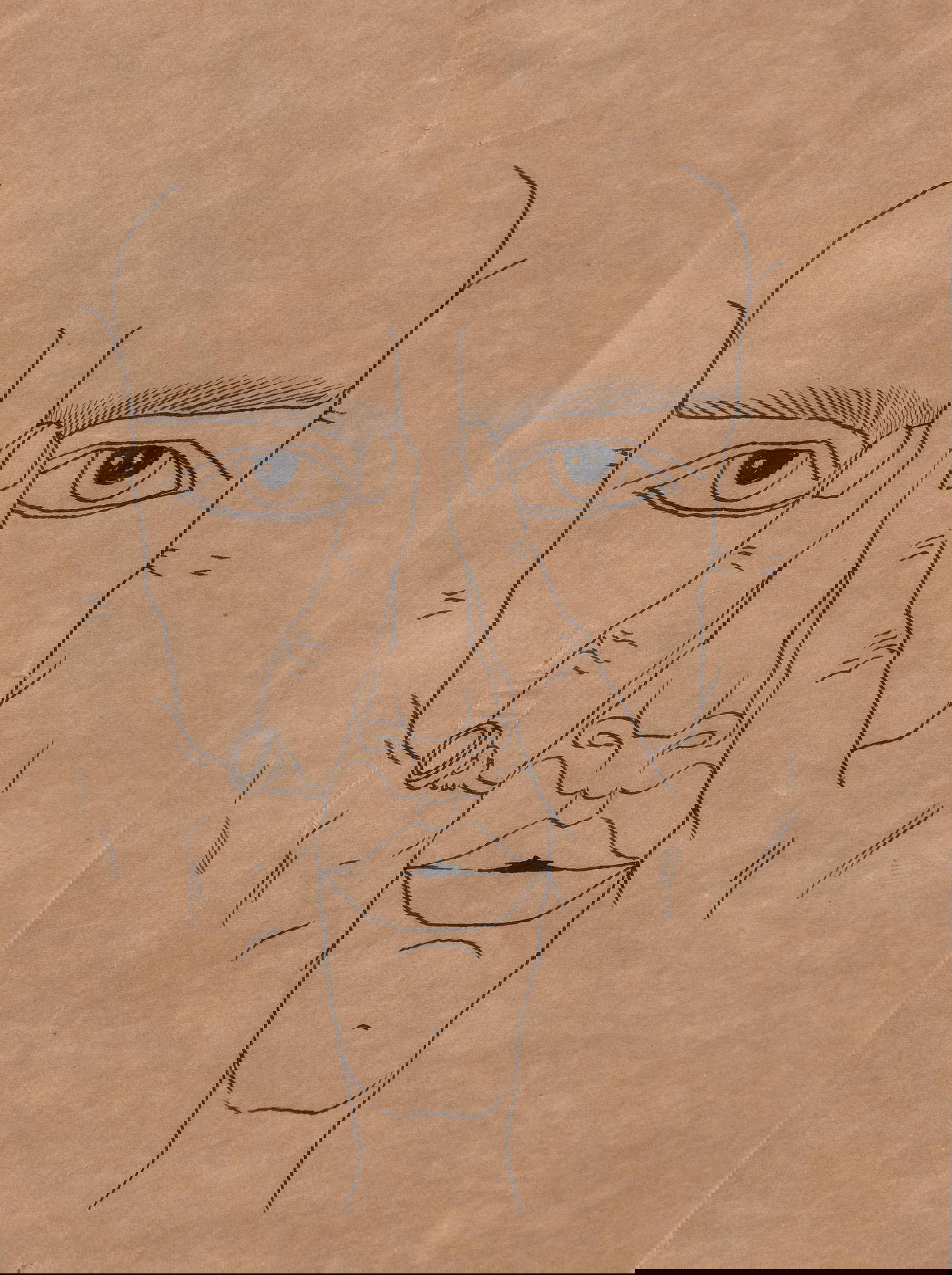 Thayaht (Ernesto Michahelles), Selbstporträt (um 1920; Tinte auf Havanna-Papier, 18 x 12,5 cm) Thayaht (Ernesto Michahelles), Selbstporträt (um 1920; Tinte auf Havanna-Papier, 18 x 12,5 cm)