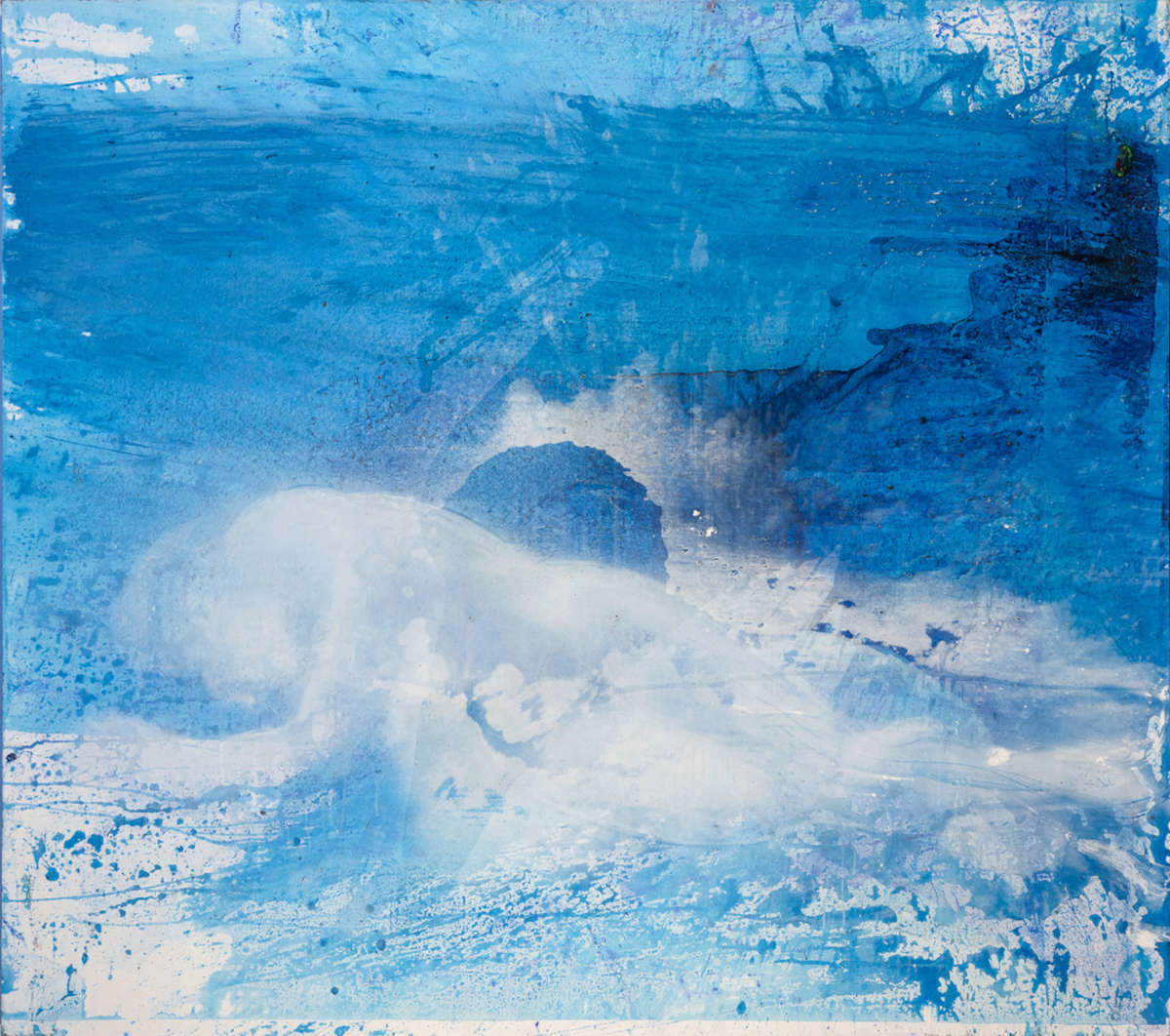 Thomas Lange, Lampedusa 7 (2019-2020 ; techniques mixtes sur toile, 160 x 180 cm). Thomas Lange, Lampedusa 7 (2019-2020 ; techniques mixtes sur toile, 160 x 180 cm).