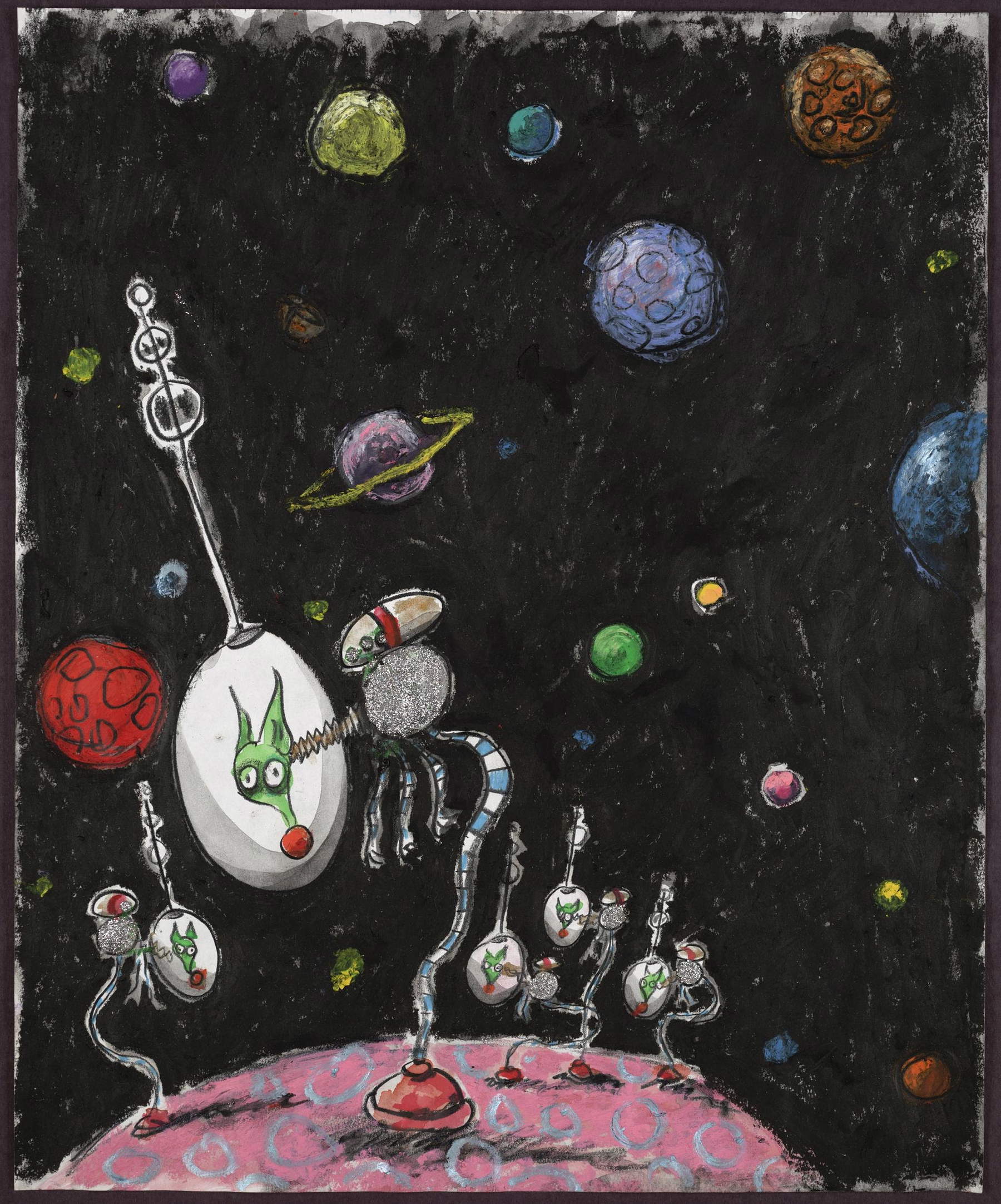Tim Burton, Untitled (Dogs in space) ©Tim Burton