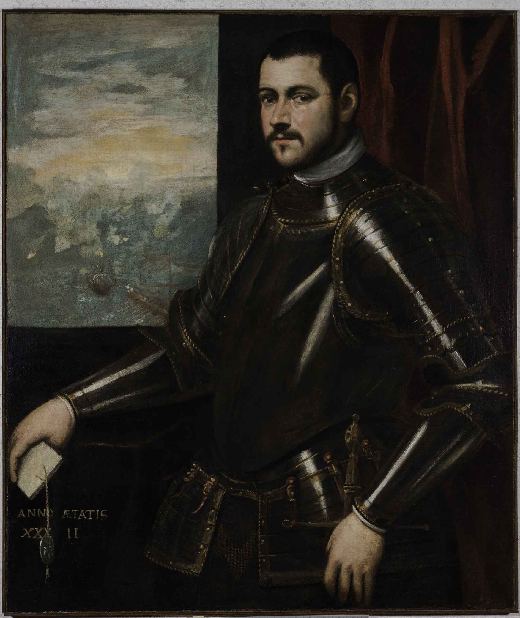 Domenico Robusti detto il Tintoretto e aiuti, Ritratto di ufficiale trentaduenne in armatura (fine del XVI secolo; olio su tela; Verona, Musei Civici, Museo di Castelvecchio).