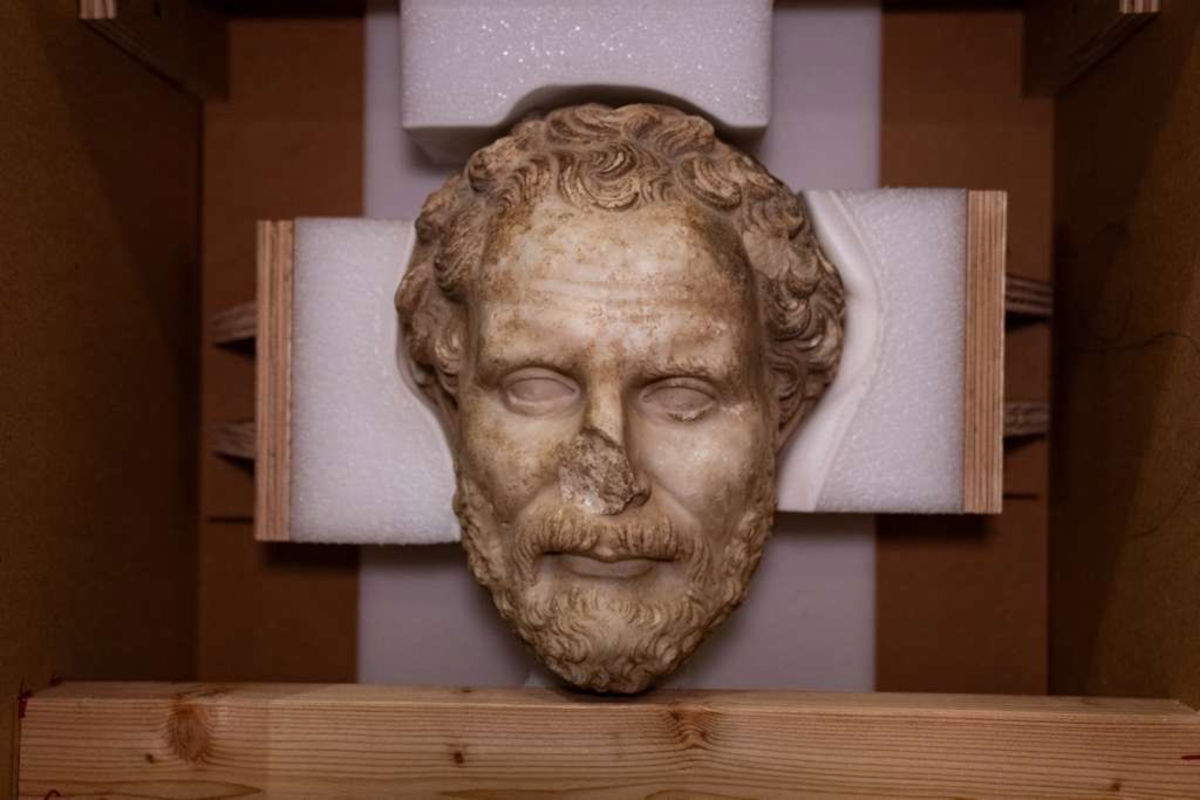 The Roman marble head of Demosthenes. Photo: X/ Ministry of Culture and Tourism of the Republic of Turkey - Mehmet Nuri Ersoy