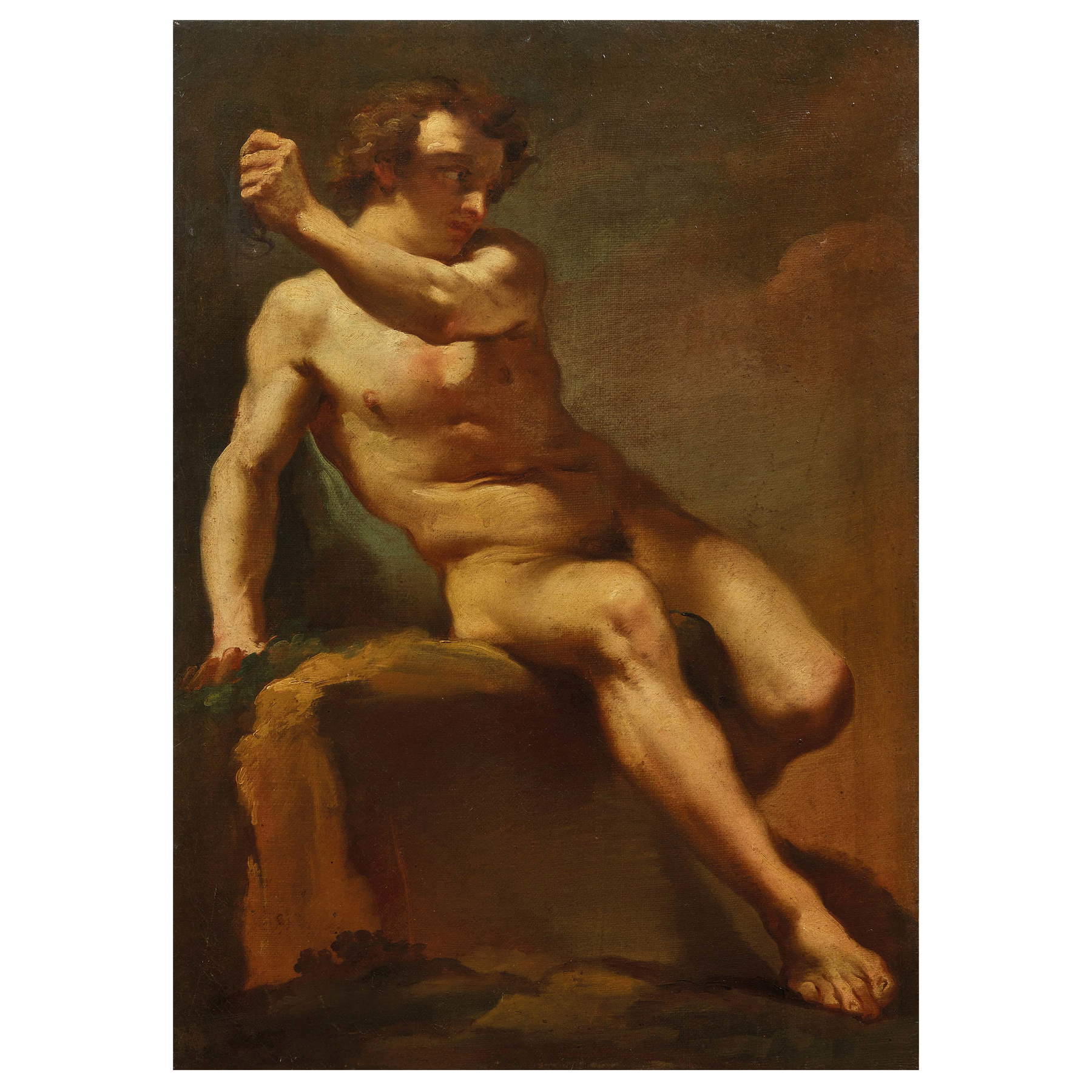 Ubaldo Gandolfi, Desnudo académico (óleo sobre lienzo, 74 x 53 cm)