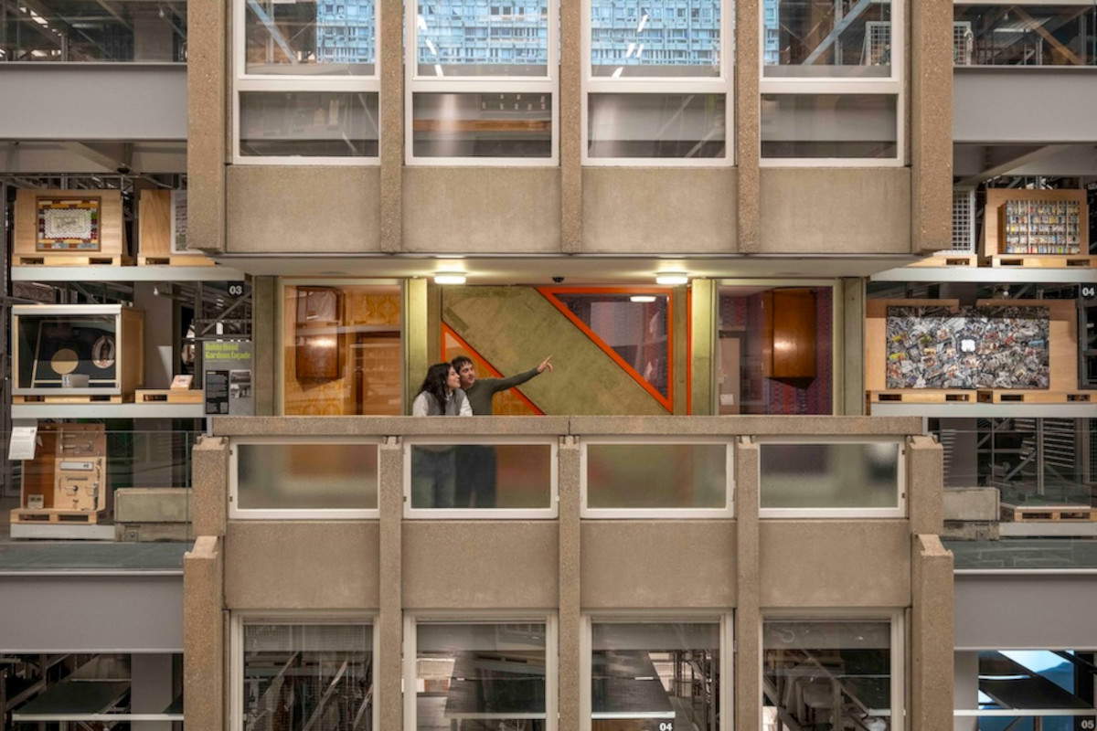 V&amp;A East Storehouse, Ein Teil von Robin Hood Gardens wurde im Storehouse rekonstruiert (Stuart C. Wilson/Getty Images)