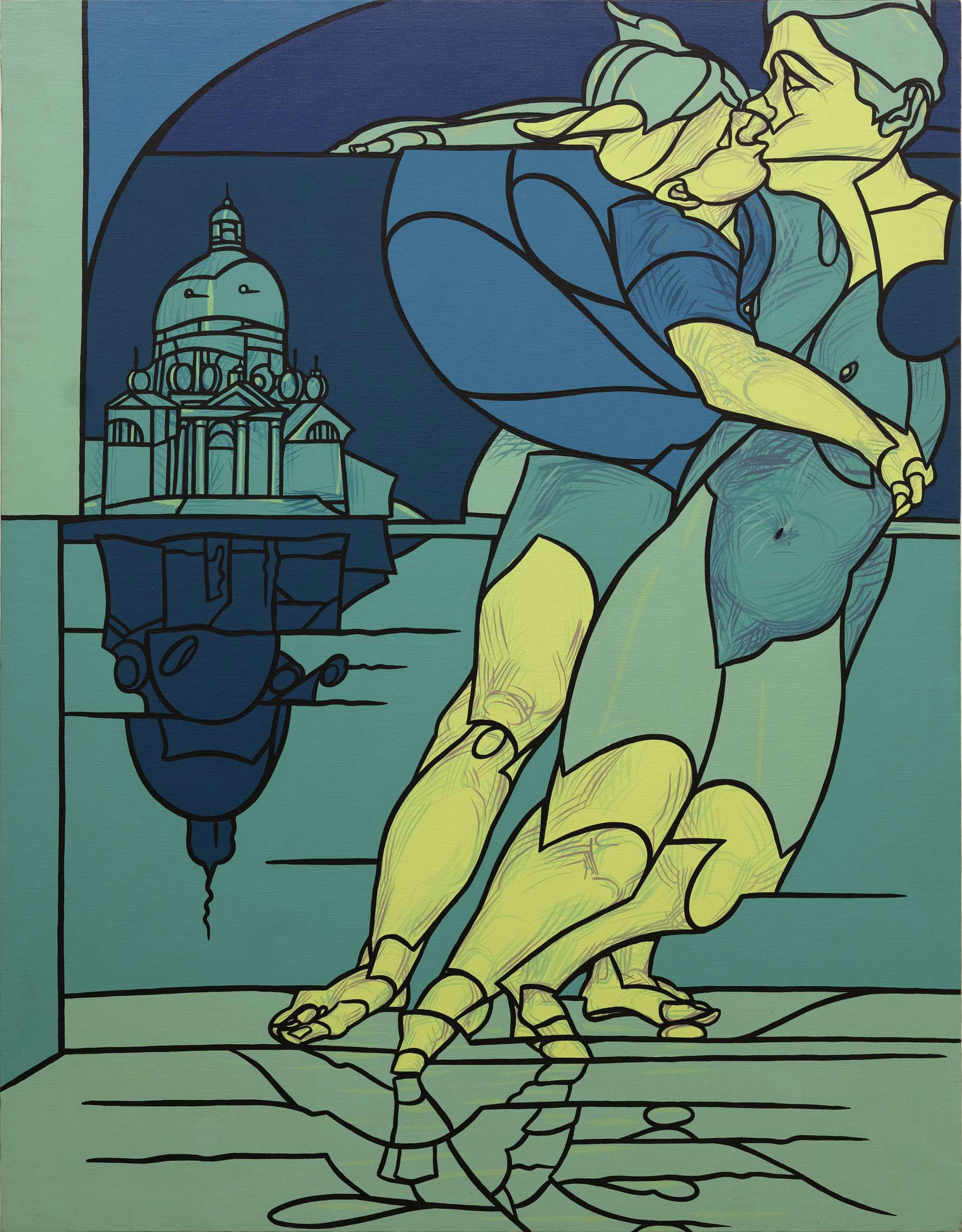 Valerio Adami, Amplesso (1995;acrilico su tela, 146x114 cm) Valerio Adami, Amplesso (1995;acrilico su tela, 146x114 cm)