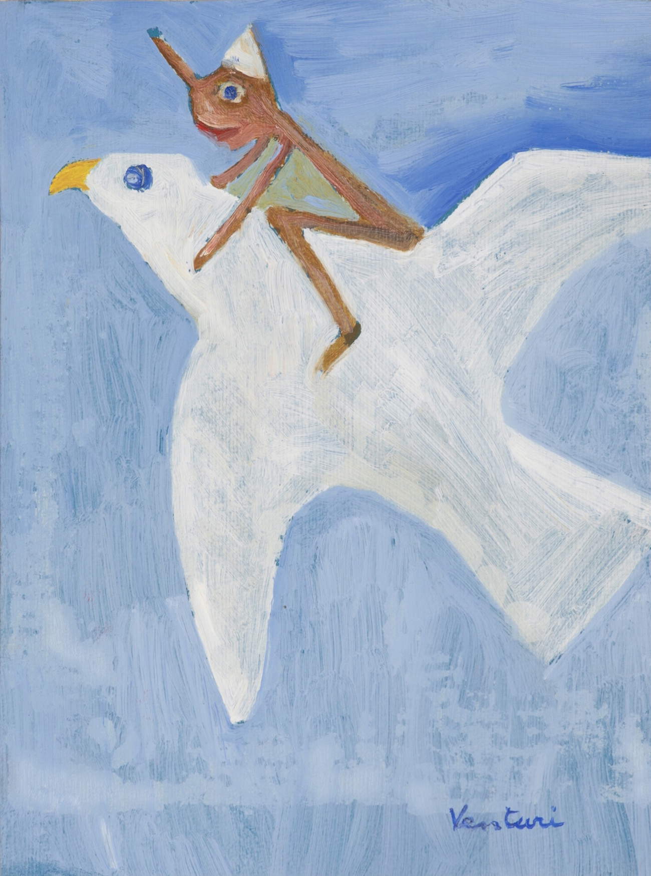 Venturino Venturi, Pinocchio auf der Taube (1986; Privatsammlung)