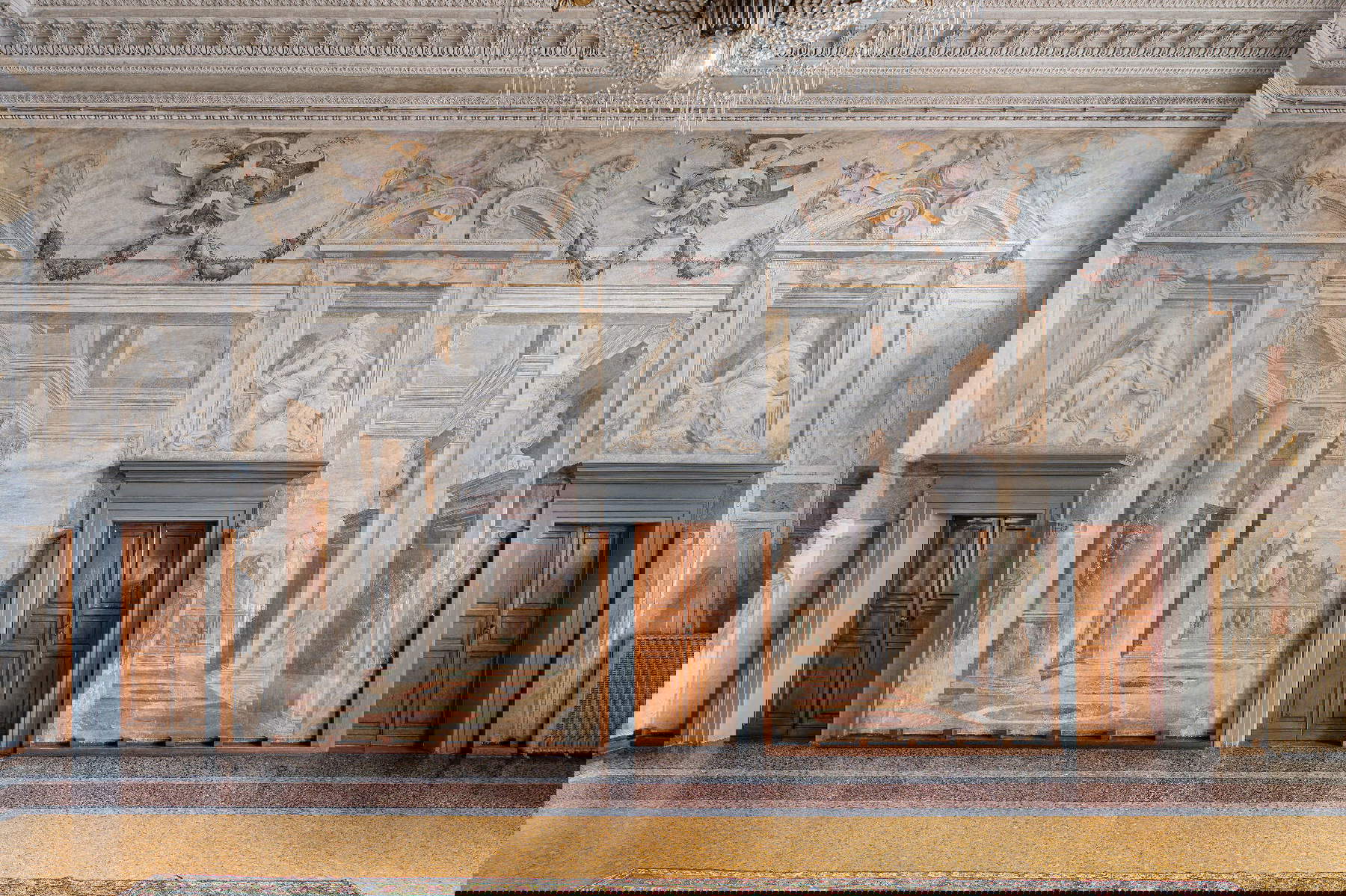 Quadratures en perspective dans la salle d'honneur, par Giovanni Battista Castello dit le Bergamasque. Photo : Monica Schettino. En concession de la Fondation Palazzo