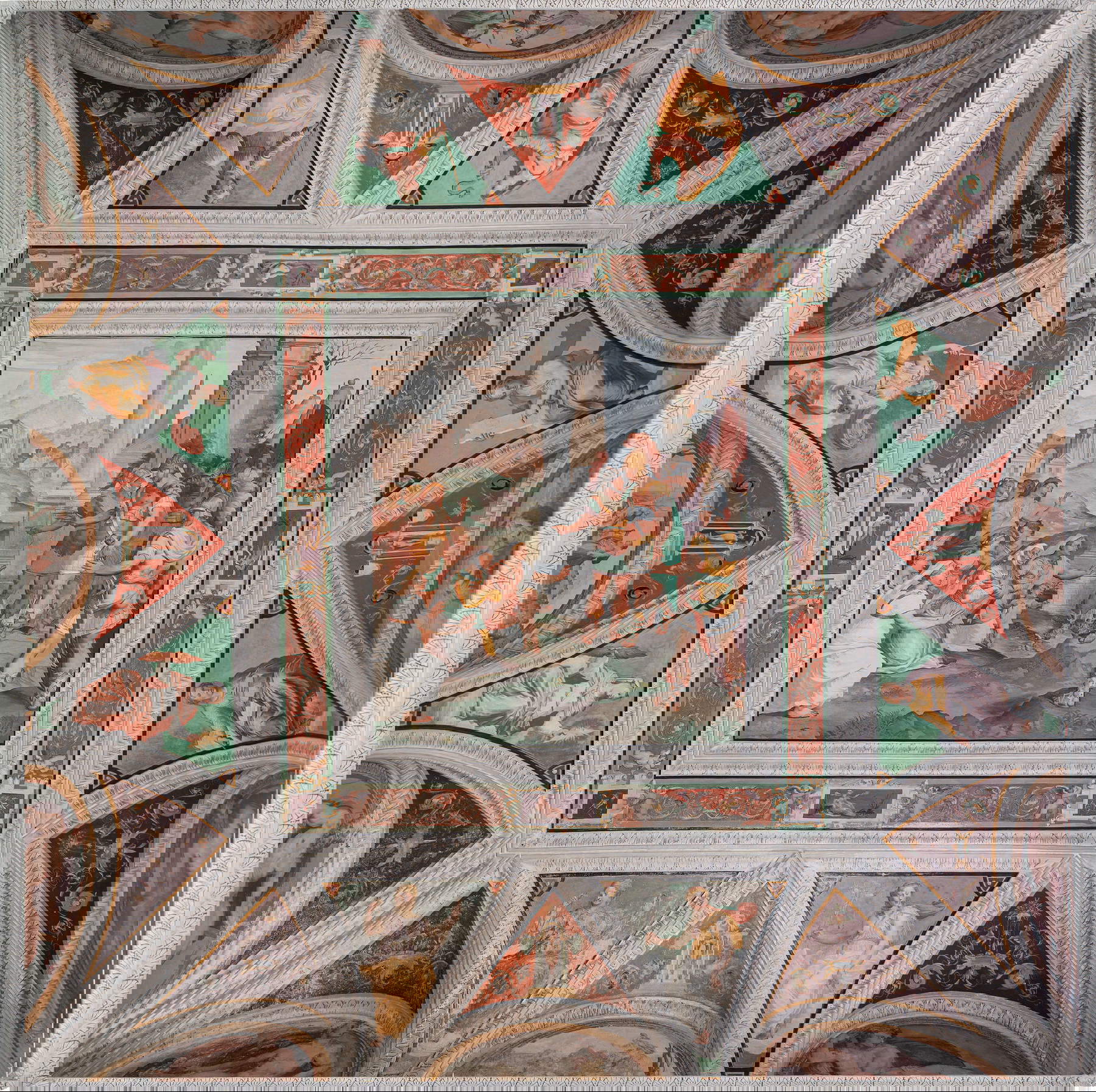 Voûte avec La Clémence d'Alexandre le Grand envers la mère de Darius, Giovanni Battista Castello dit le Bergamasque, vers 1560. Photo : Monica Schettino. En concession de la Fondation Palazzo