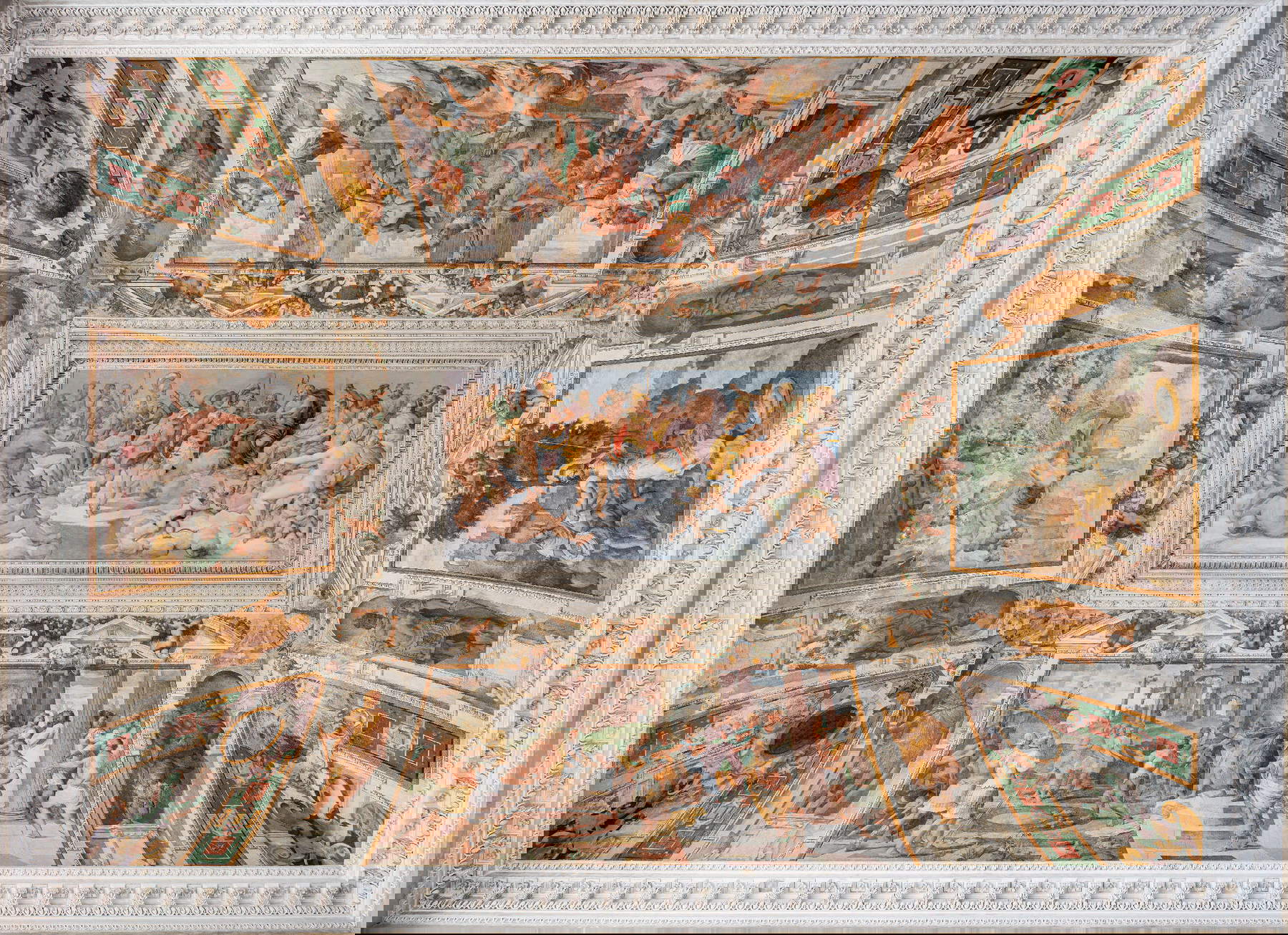 Voûte avec les Histoires d'Ulysse dans la salle d'honneur, Giovanni Battista Castello dit il Bergamasco, vers 1560. Photo : Monica Schettino. En concession de la Fondation Palazzo