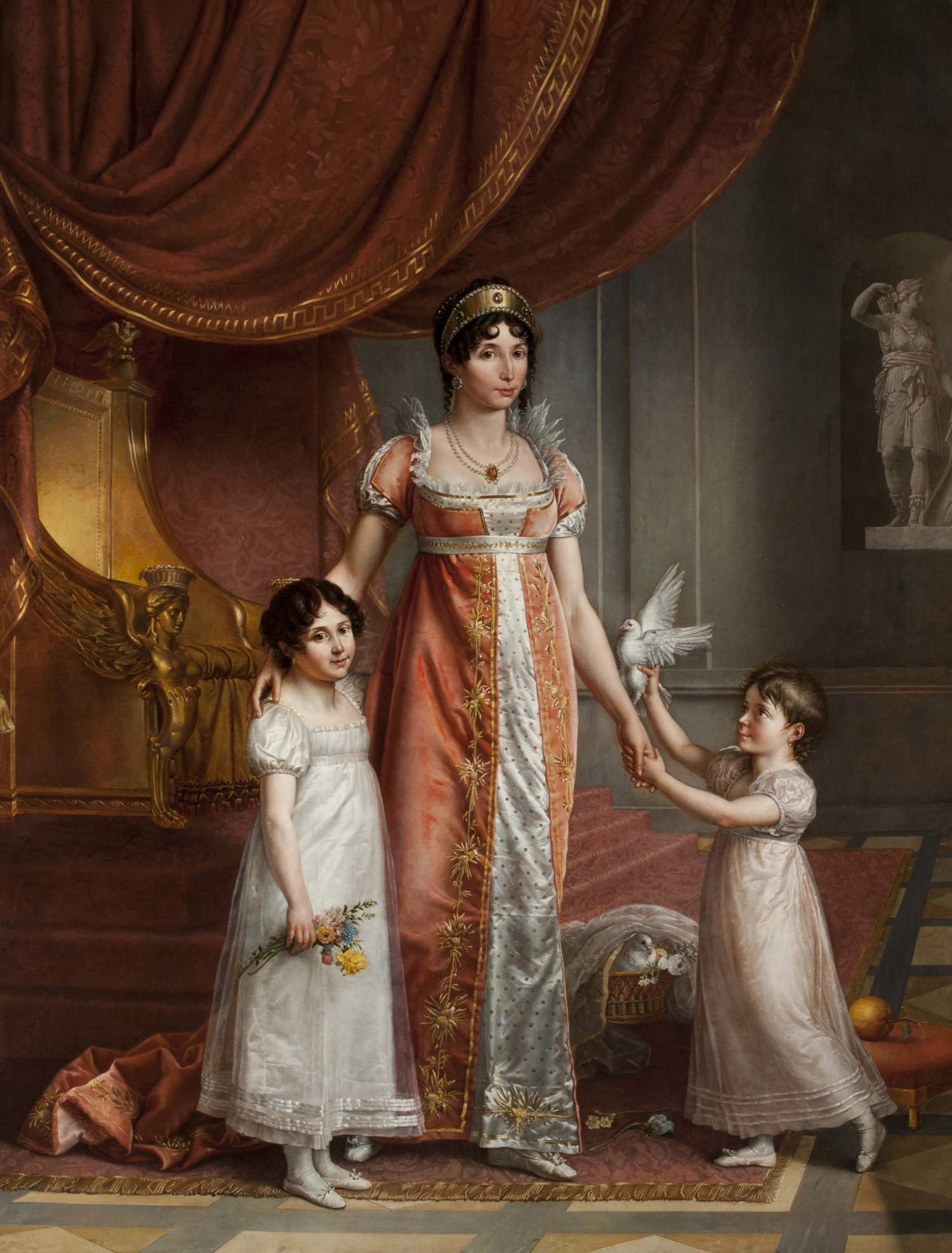 Jean Baptiste Wicar, Ritratto di Giulia Clary, moglie di Giuseppe Bonaparte, con le figlie Zenaide e Carlotta