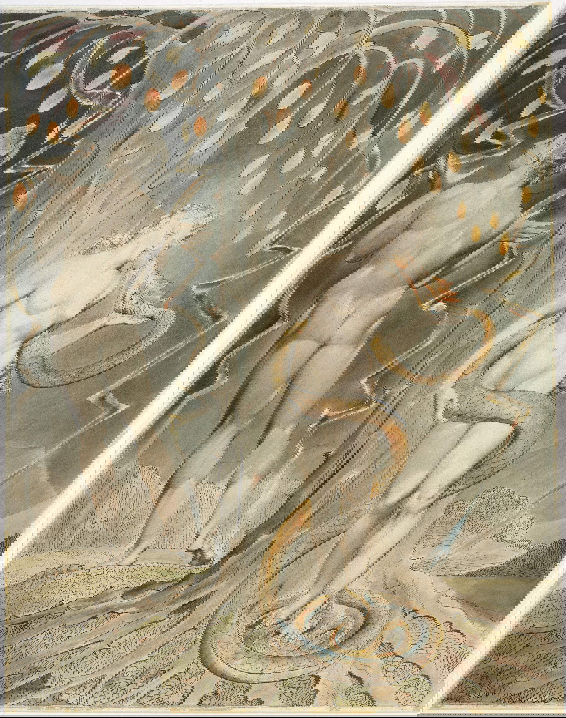 William Blake, La tentazione e la caduta di Eva (Illustrazione di