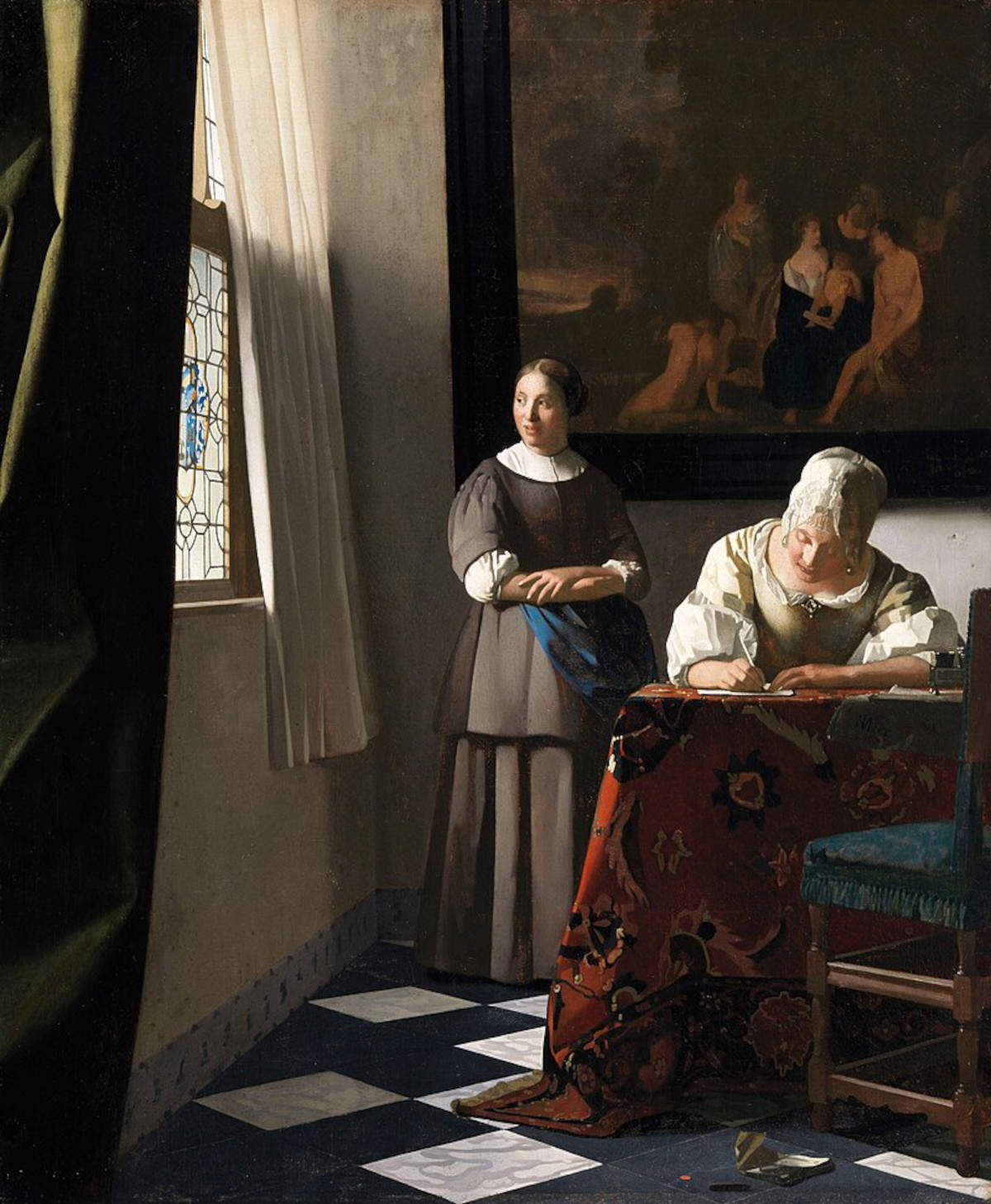 Johannes Vermeer, Dame écrivant une lettre, avec sa servante (vers 1670 - 1672 ; huile sur toile, 71,1 x 60,5 cm ; Dublin, National Gallery of Ireland)