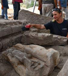 Israel, rare Roman sarcophagus with drinking contest between Hercules and Dionysus discovered