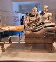 Etruscan Museum of Villa Giulia, restored and relocated part of the Bridal Sarcophagus  
