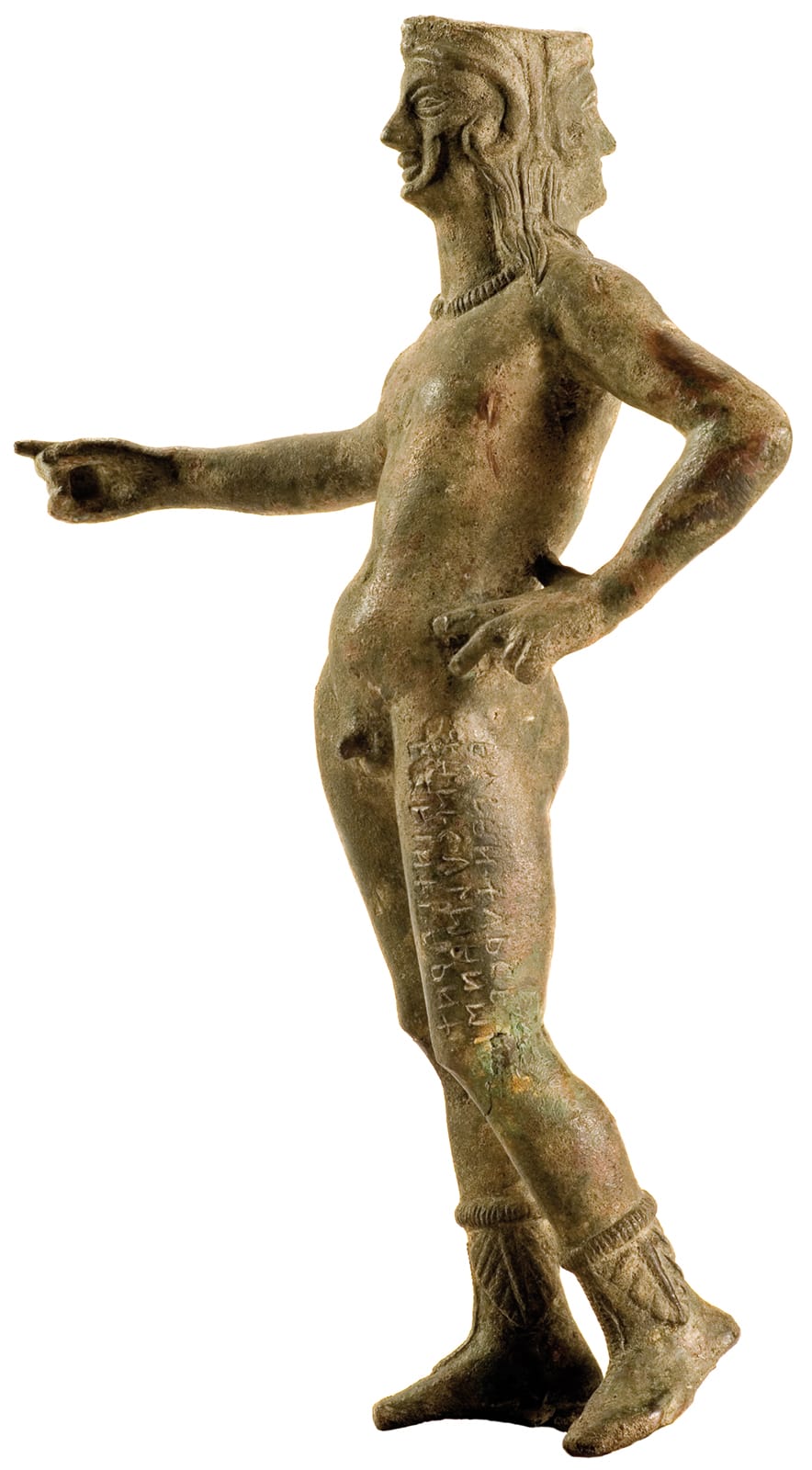 Artista etrusco, Statuetta del dio Culsans-Giano (III secolo a.C.; bronzo, altezza 31 cm; Cortona, Museo dell'Accademia Etrusca e della Citt&agrave; di Cortona)