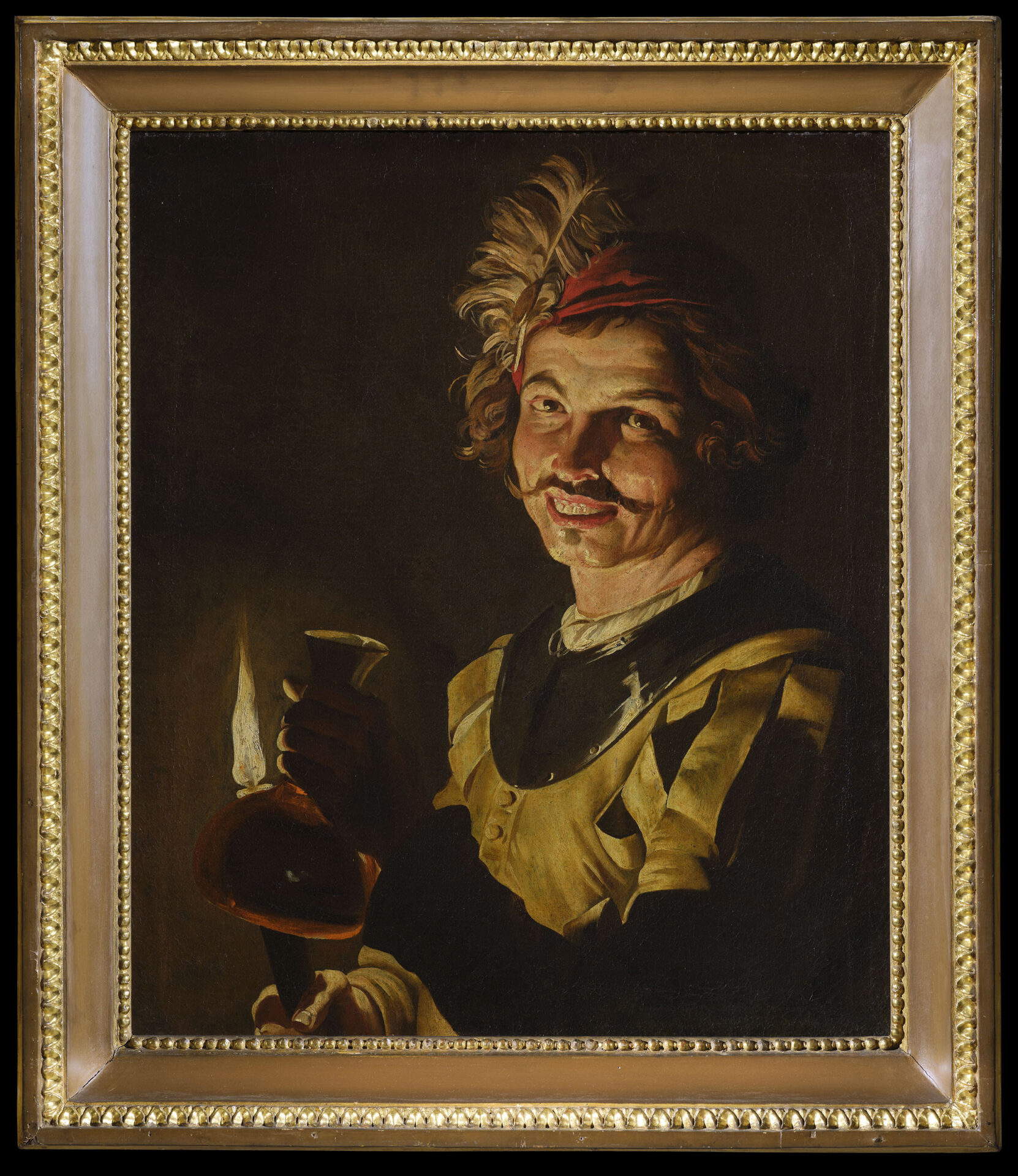 Matthias Stom, Mann mit Glasschale bei Kerzenlicht (Öl auf Leinwand, 72 x 58 cm; Bergamo, Accademia Carrara) &copy; Fondazione Accademia Carrara, Bergamo