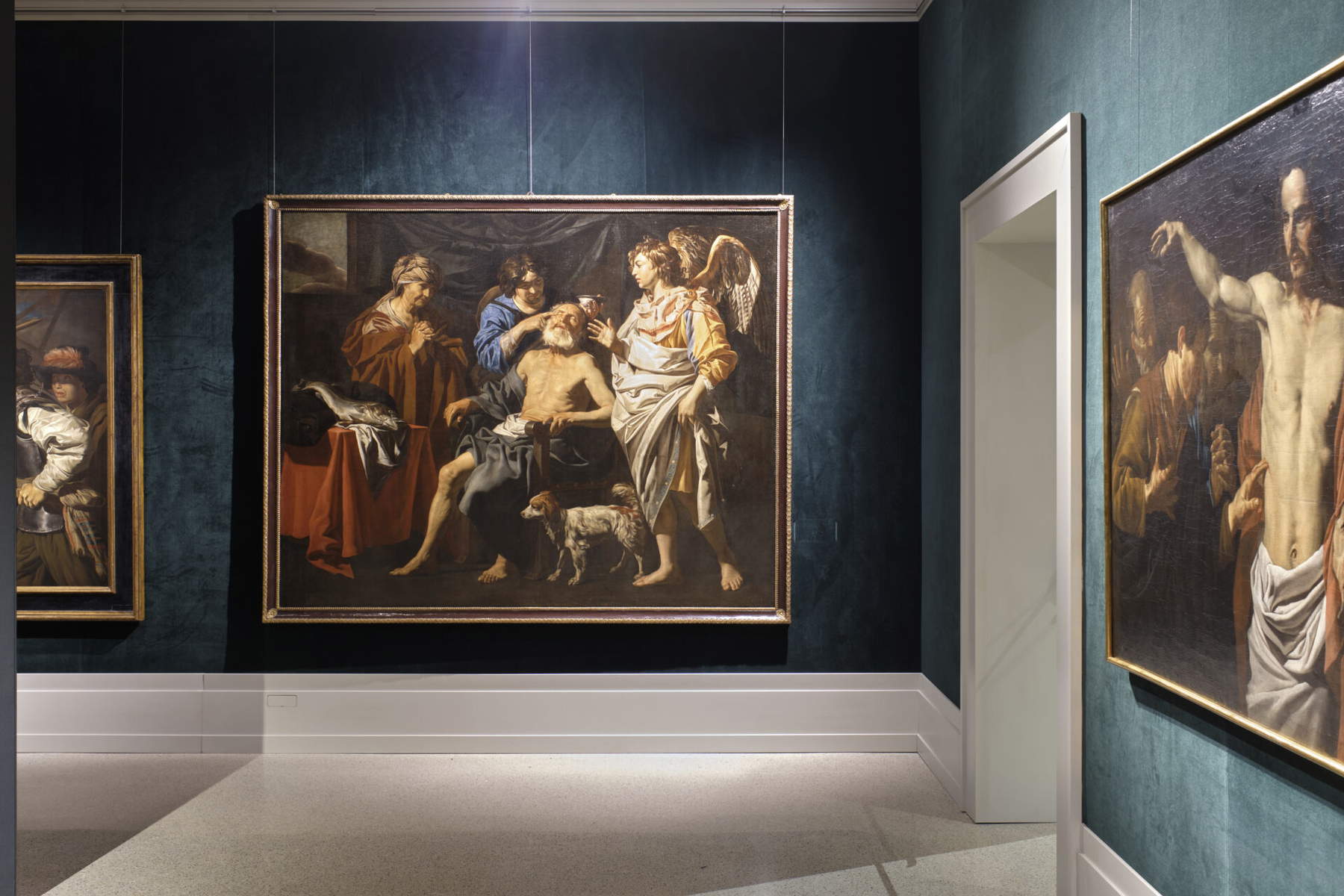Ausstellungslayouts Matthias Stom. Un caravaggesco nelle collezioni lombarde, Pinacoteca Tosio Martinengo. Foto: Alberto Mancini, mit freundlicher Genehmigung der Fondazione Brescia Musei
